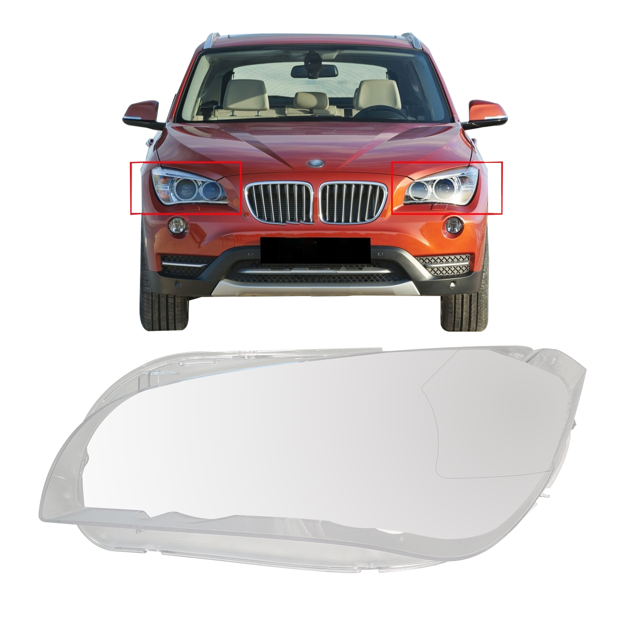 Left (Passenger Side) Headlight Lens for BMW X1 E84 (2009-2015)-4