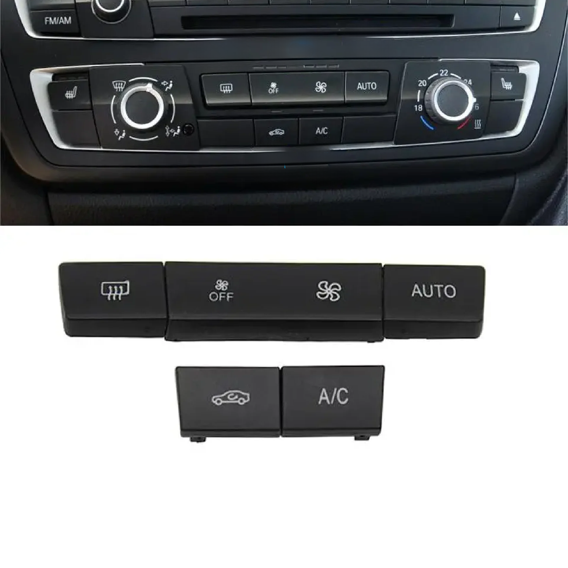 BMW 3 Series Sedan (2011-2019) Black Dashboard AC Button Set 5 Piece (pcs) (F30) 1
