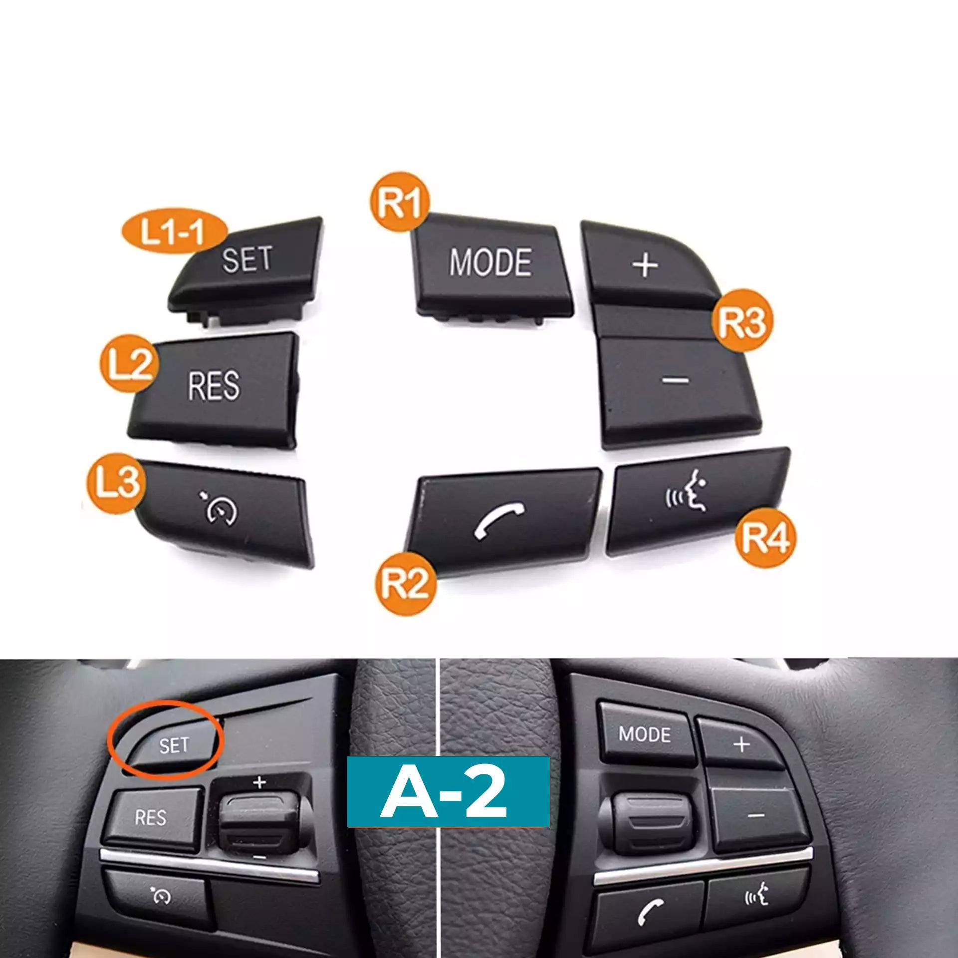 BMW 5 Series Sedan (2011-2019) Black Steering Wheel Button Sets Model C (F10) 1