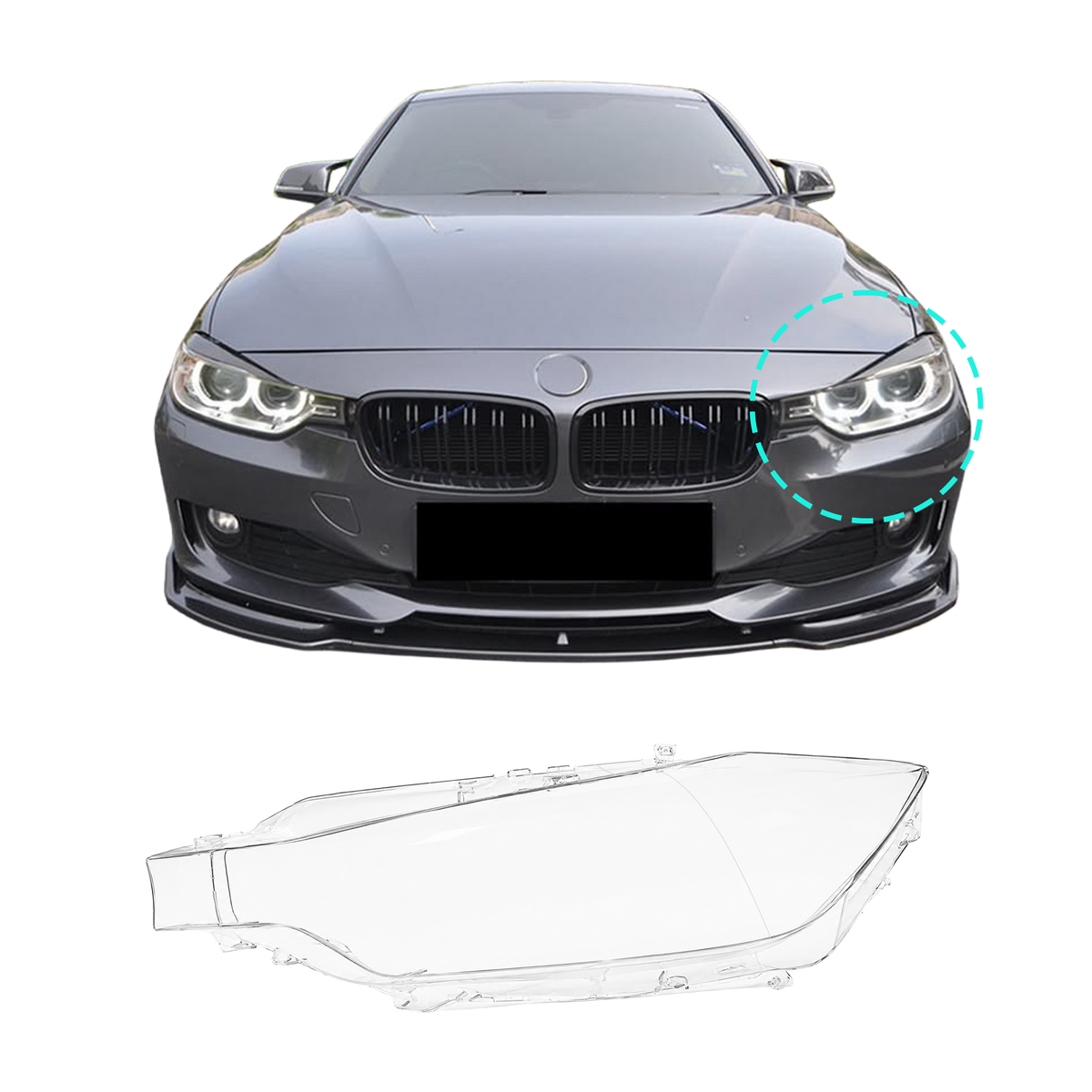 Left (Passenger Side) Headlight Lens for BMW 3 Series F30 (2011-2015)-1