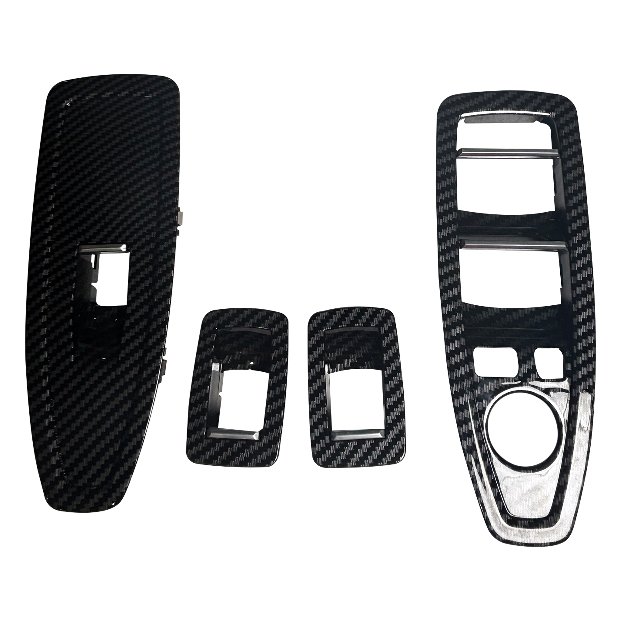 BMW 3 Series F30 Sedan (2011-2019) Carbon Fiber Front Armrest With Window Switch Cover Panel Set-1