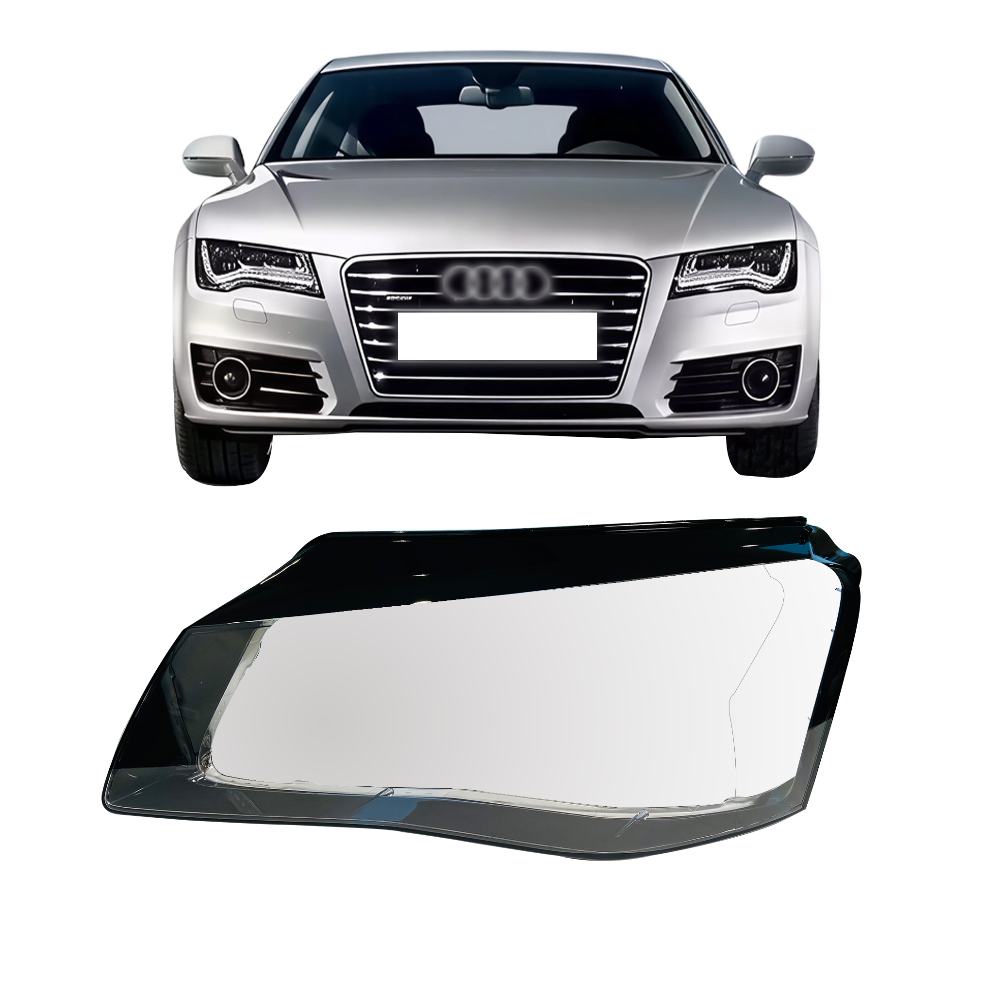 Left Side (Passenger Side) Headlight Lens Cover for Audi A8 D4/4H Facelift (2010–2014)–Matrix LED with Zig-Zag DRL-4
