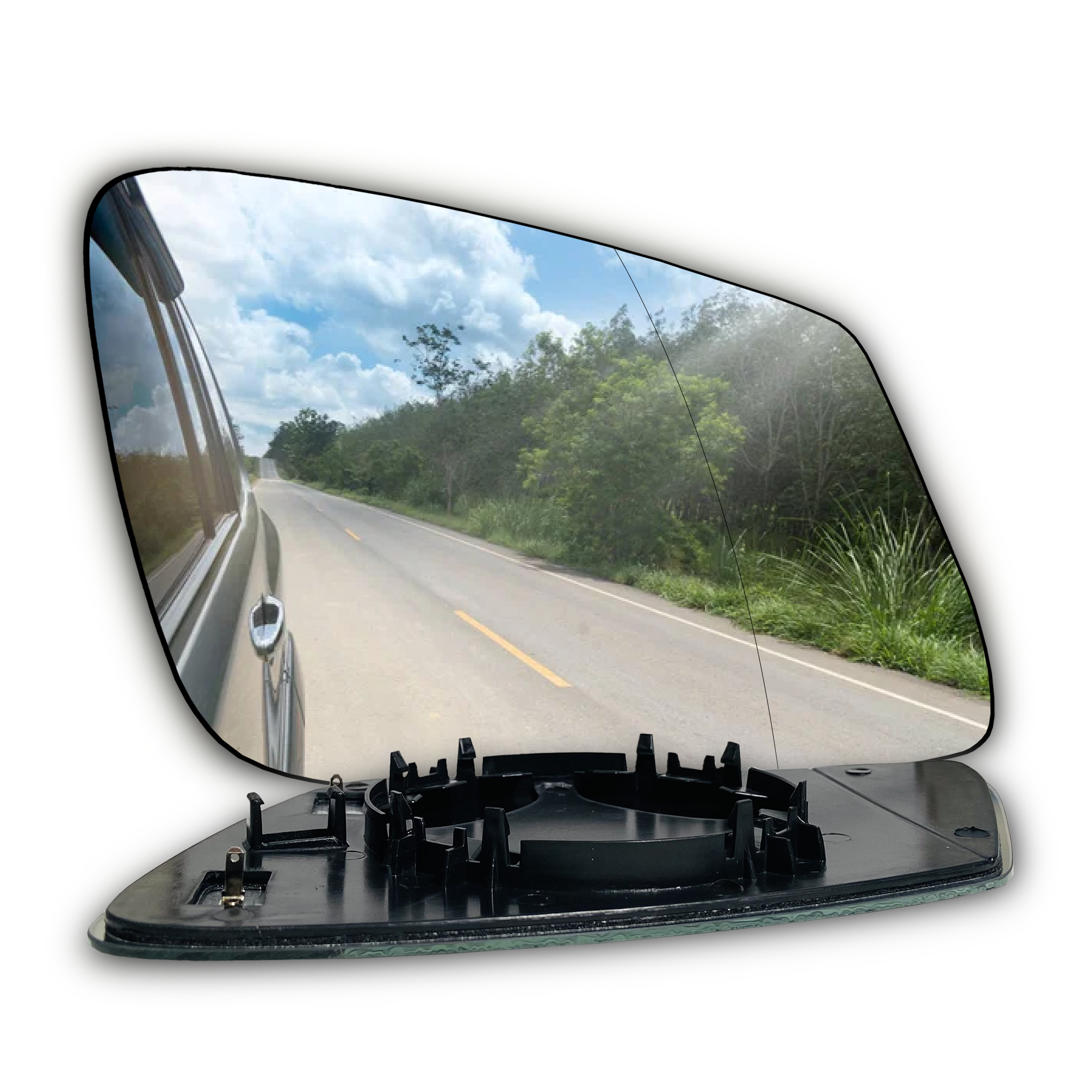Right Side (Driver Side) Rear View Mirror Glass for BMW 5 Series F10 Sedan (2009-2016) with Plastic Frame (Double Curvature)-3