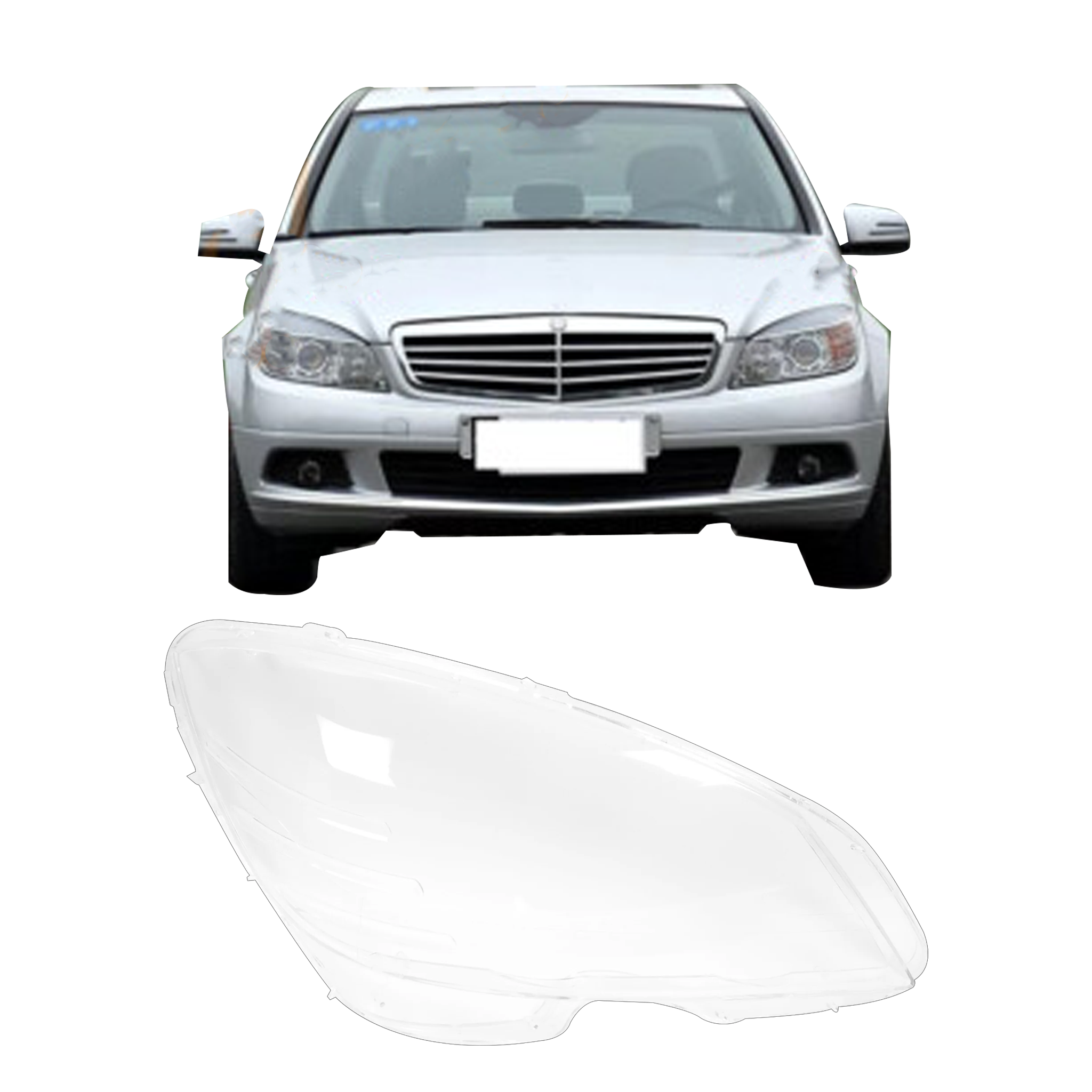 Right (Driver Side) Headlight Lens for Mercedes Benz C-Class W204 (2009-2011)-2