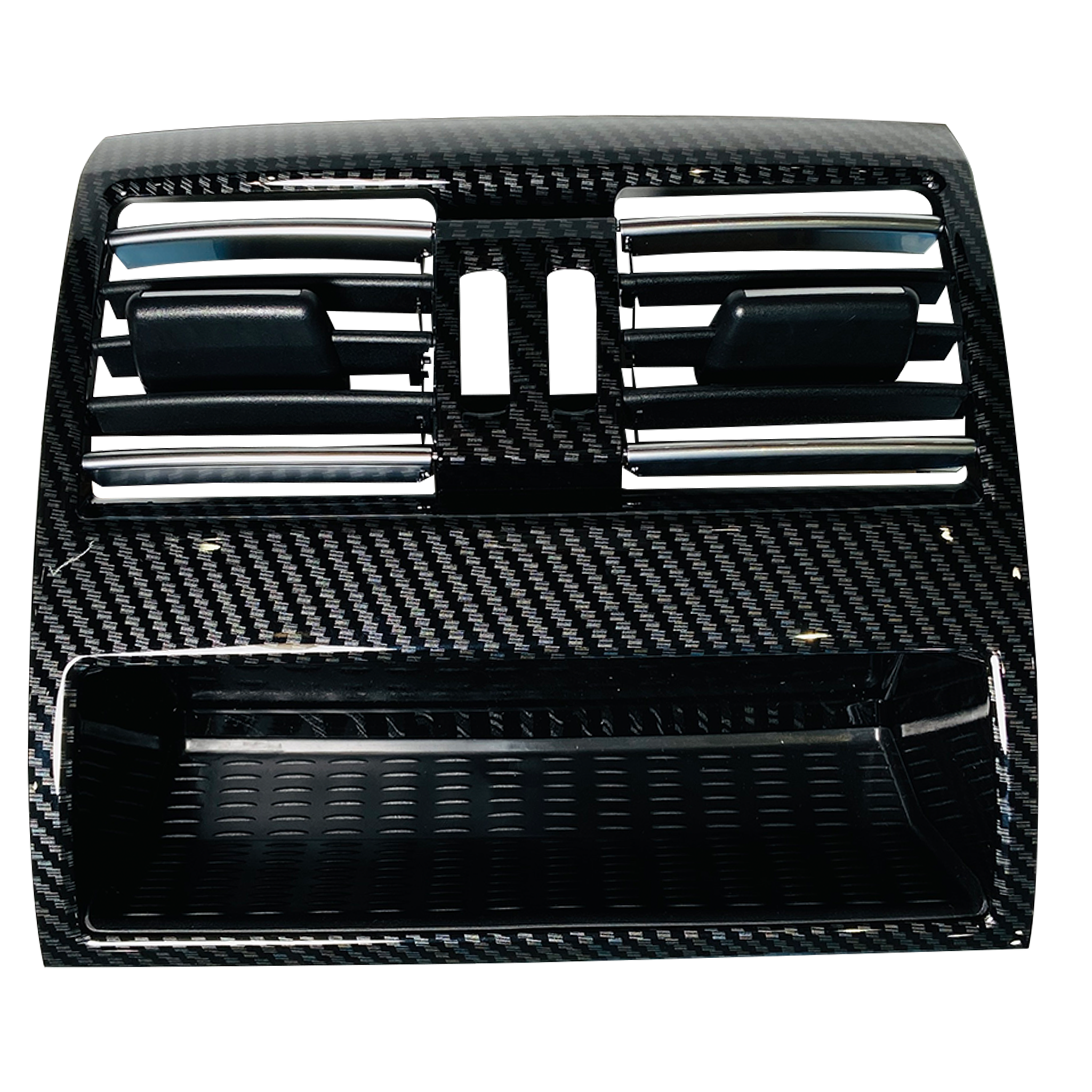 BMW 5 Series F10 Rear AC Vent Grille Set - Chrome & Carbon Fiber (2010-2016)-1