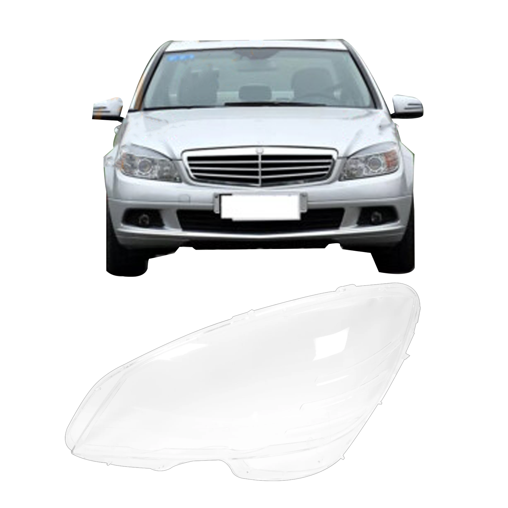Left (Passenger Side) Headlight Lens for Mercedes Benz C-Class W204 (2009-2011)-2