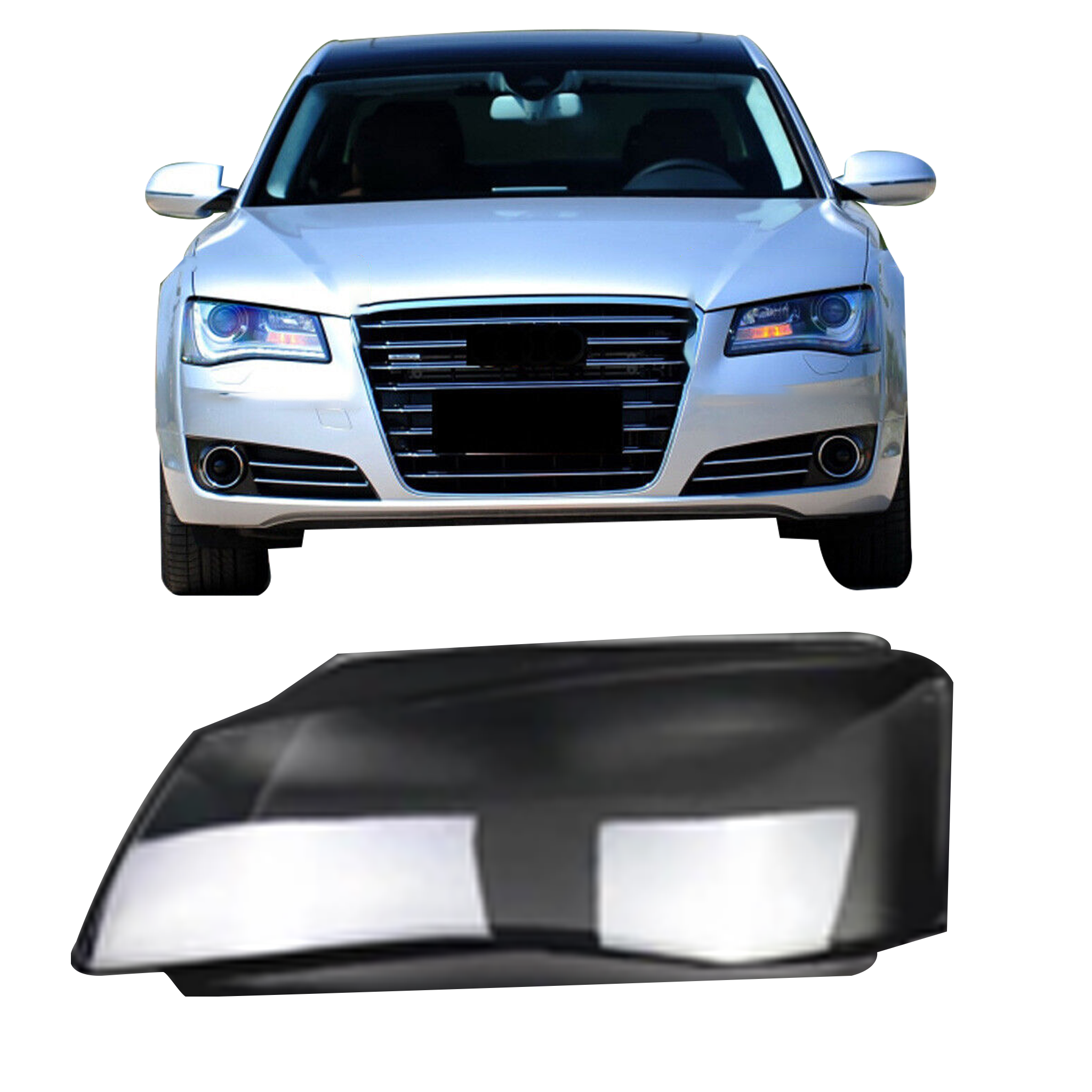 Right Side (Driver Side) Headlight Lens for Audi A8 D4/4H Pre-Facelift (2010–2014) with Straight-Line DRL (Xenon Type)-2