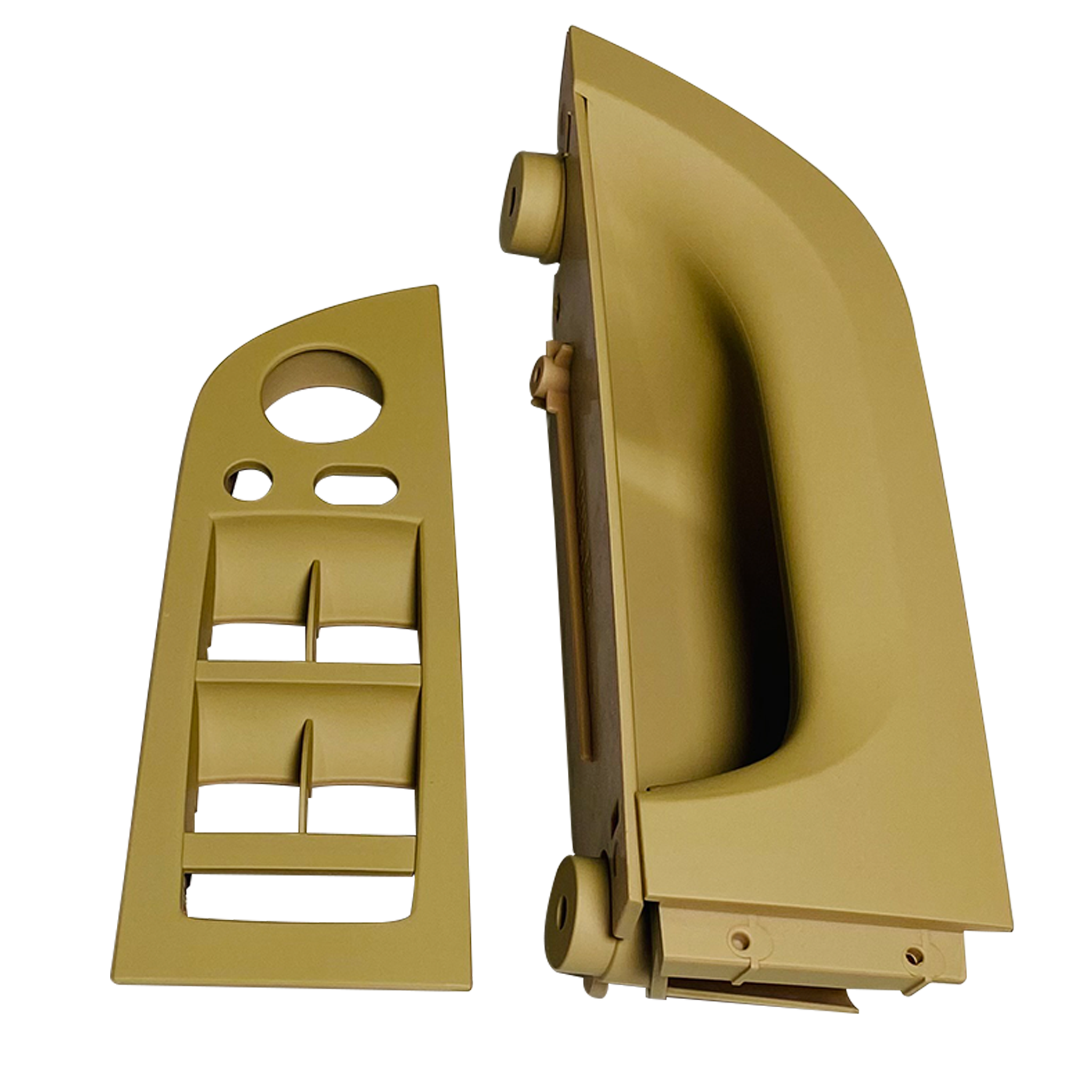 BMW 3 SERIES E90 FRONT RIGHT DRIVER SIDE PULL HANDLE WITH WINDOW SWITCH PANEL BEIGE (35.5cm)-2