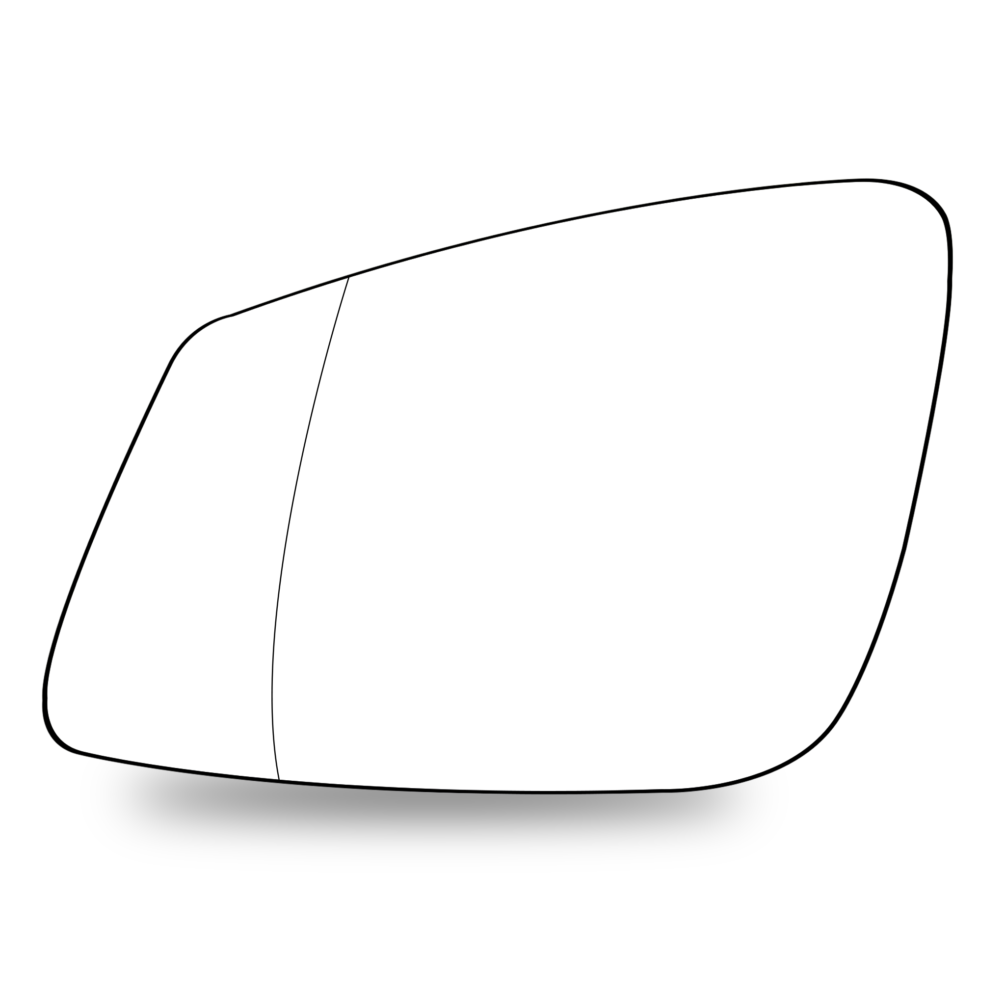 Left Side (Passenger Side) Rear View Mirror Glass for BMW 5 Series F10 Sedan (2009-2016) with Plastic Frame (Double Curvature)-2
