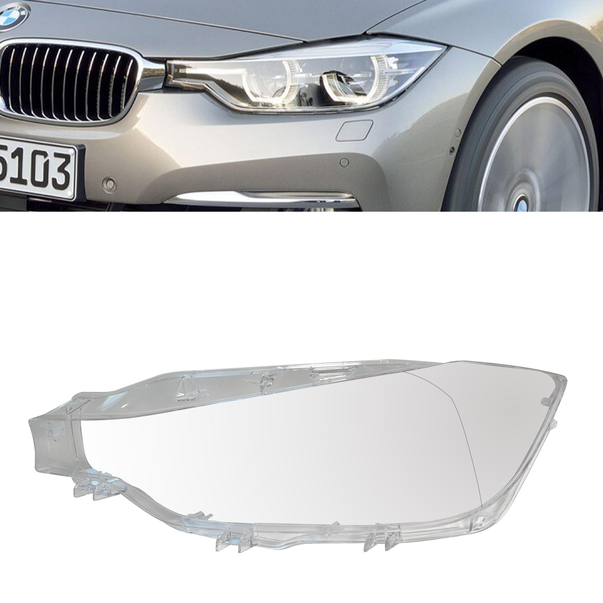 Left (Passenger Side) Headlight Lens for BMW 3 series F30 (2016-2018)-4