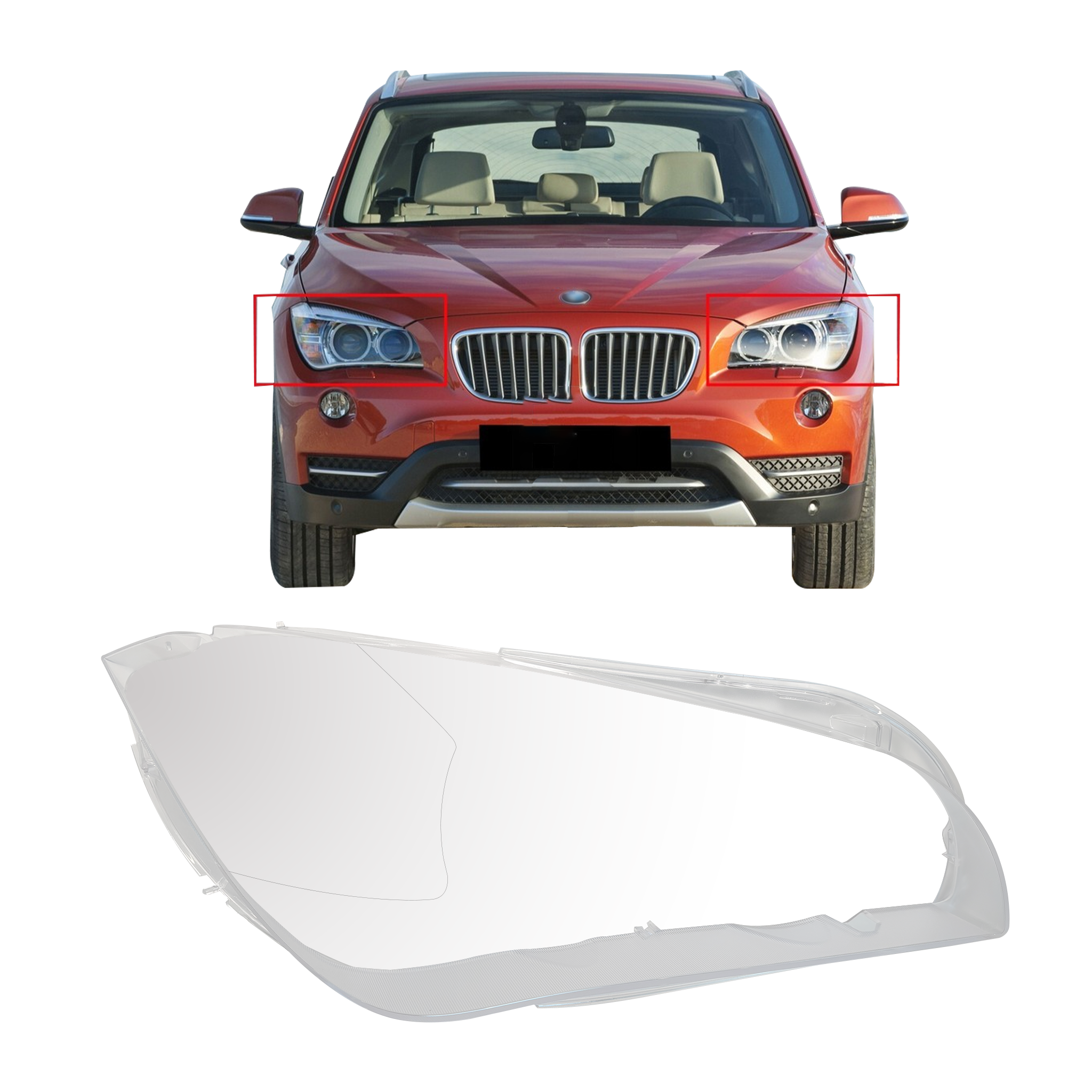 Right (Driver Side) Headlight Lens for BMW X1 E84 (2009-2015)-6