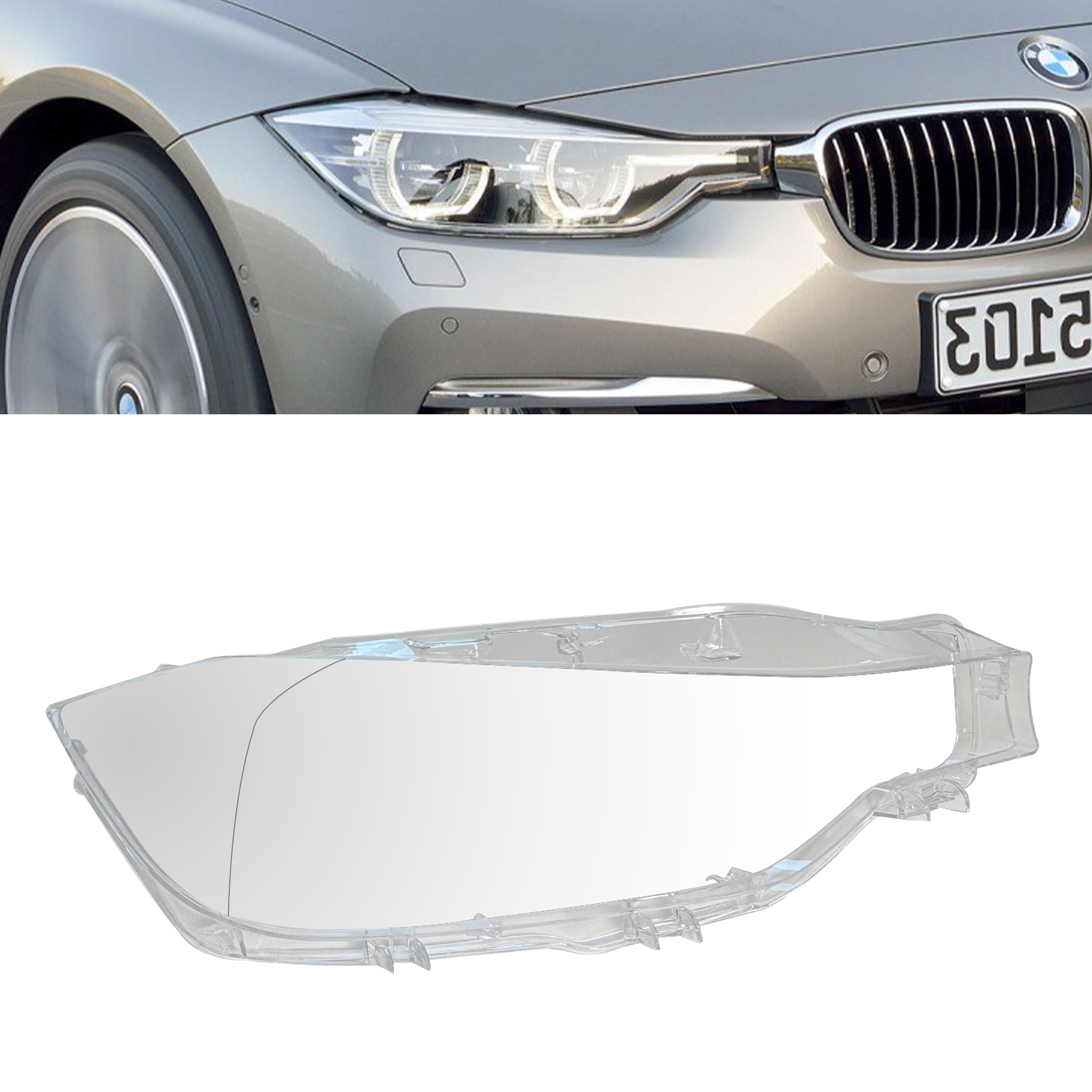 Right (Driver Side) Headlight Lens for BMW 3 Series F30 (2016-2018)-4