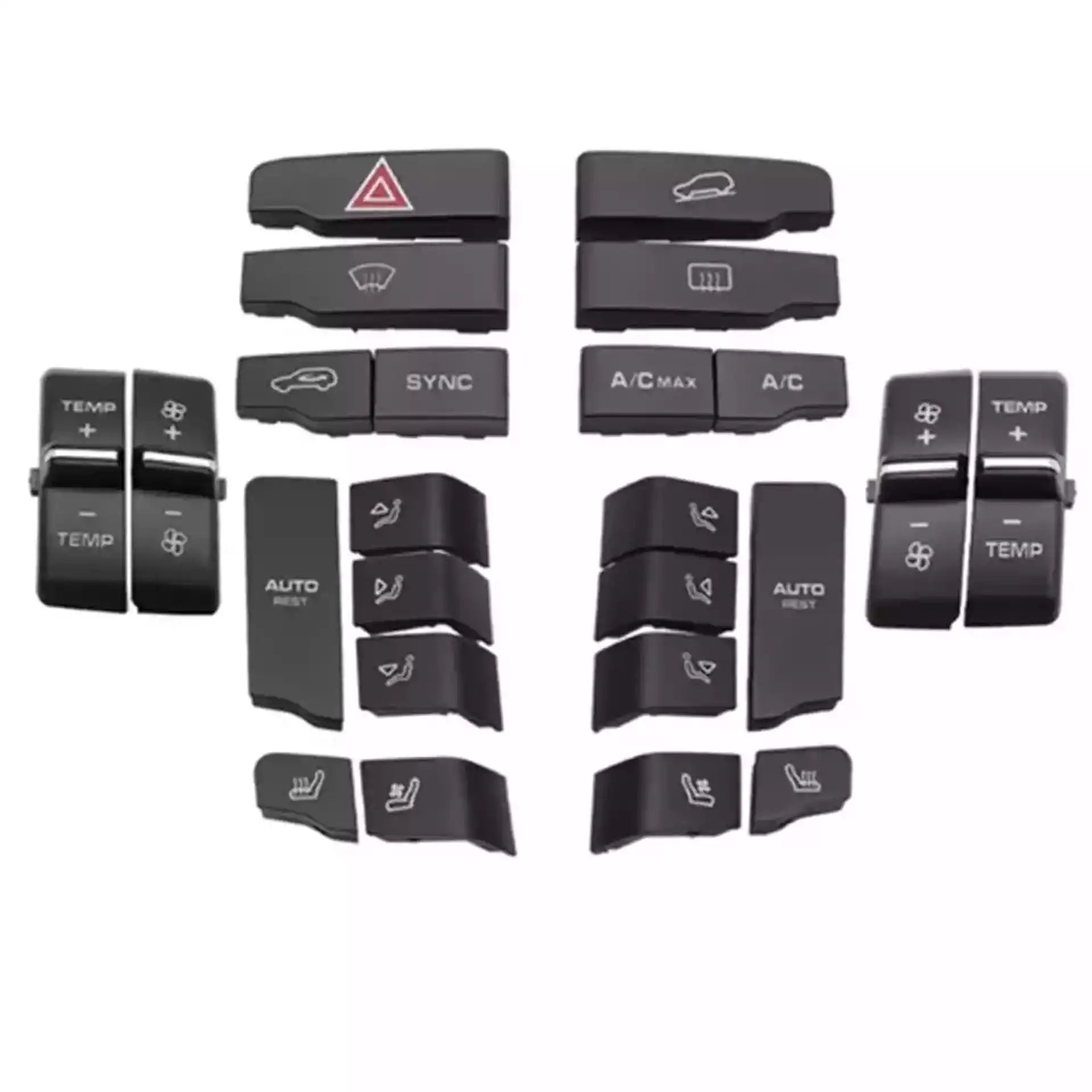 AC Button Set for VW TOUAREG 7P (2012-2018) in Black color 24-piece