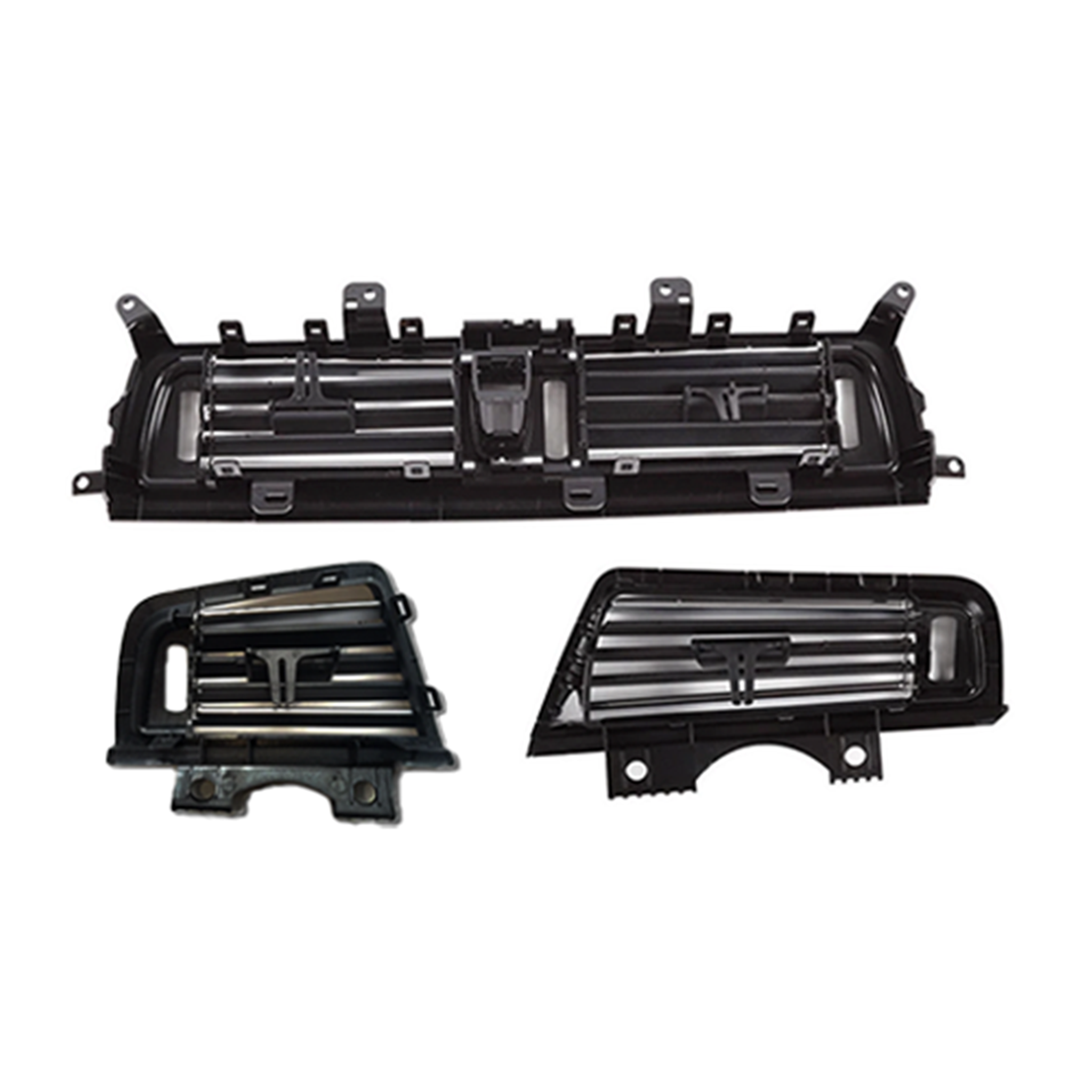 BMW 5 Series F10 Sedan (2010-2016) Piano Black AC Vent Grille Set With Chrome (3pcs)_1