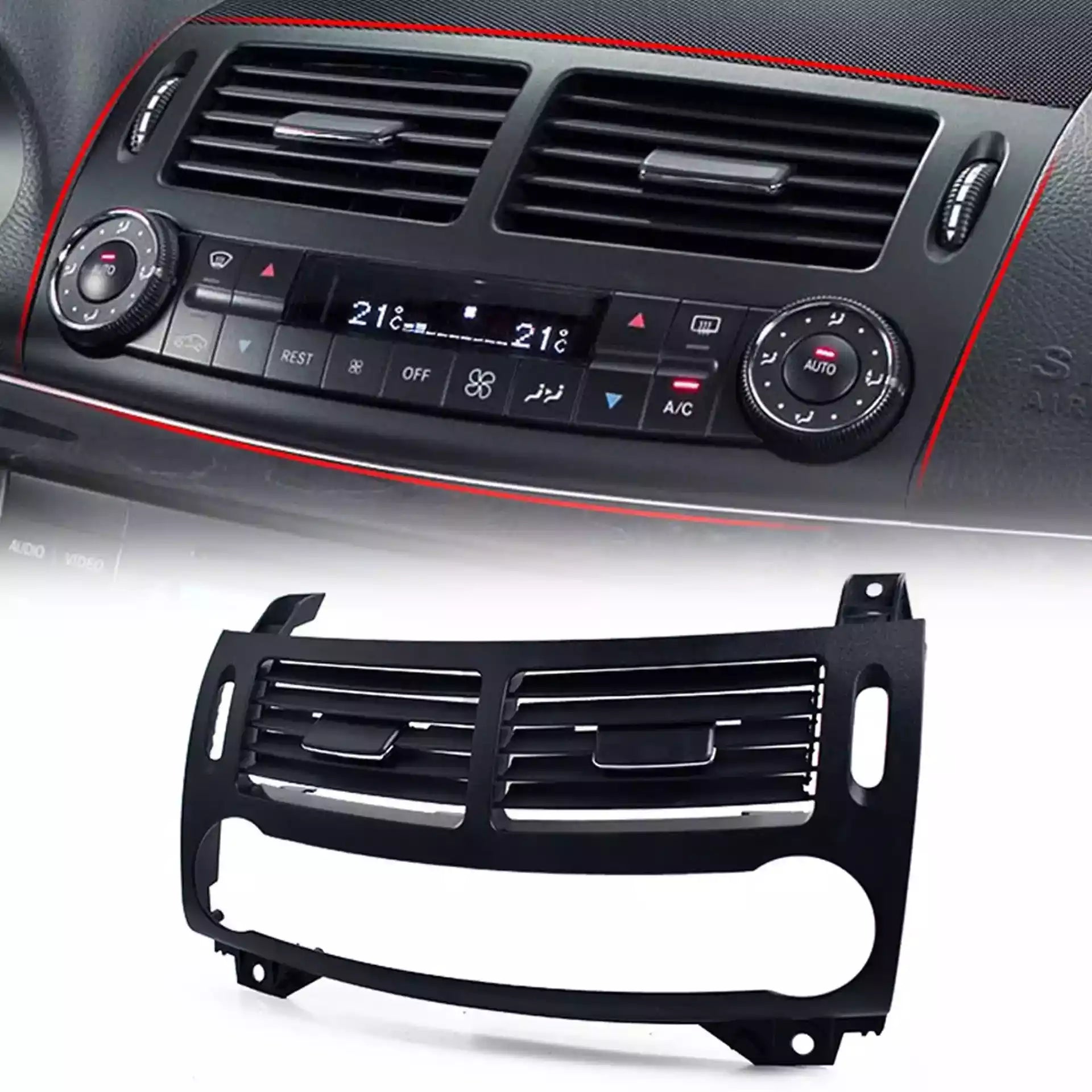 Central AC Vent Grille for MERCEDES-BENZ E-CLASS W211 (2003) in Black color