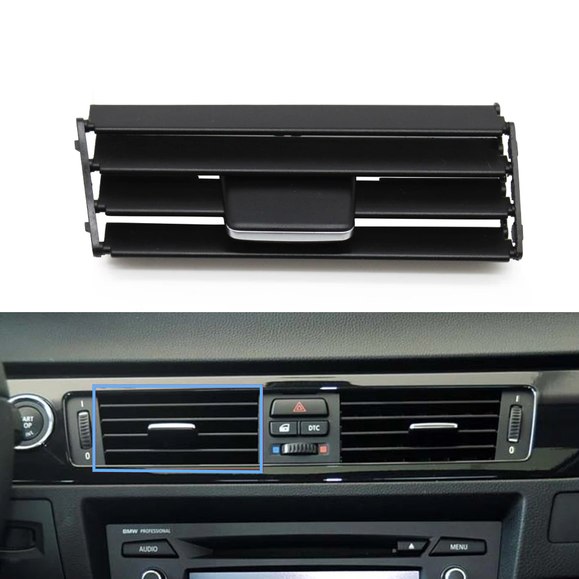 Central Left AC Vent Repair Kit for BMW 3 E92 (2008-2013) in Black color