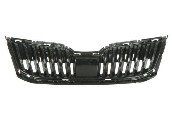 Centre Radiator Grille for MERCEDES-BENZ C-CLASS W205 (2014-2023) in Chrome color with painted black surface and trim strip, High Gloss