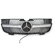 Centre Radiator Grille for MERCEDES-BENZ C-CLASS W205 (2014-2023) in Chrome color with painted black surface and trim strip, High Gloss