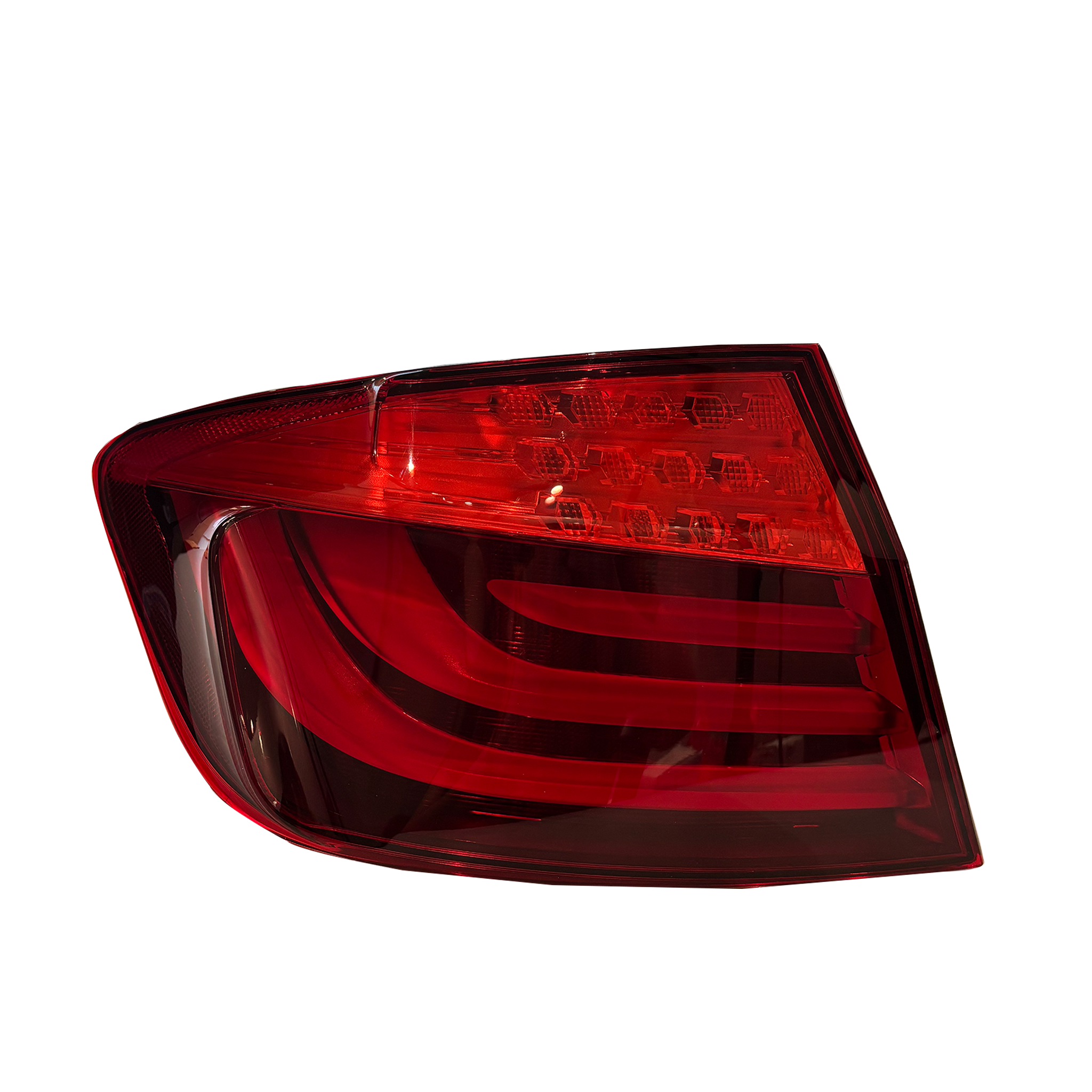 Outer Left Tail Light Assembly for BMW 5 SERIES F10 (2010-2016) in Red/Clear color LED Plastic Housing