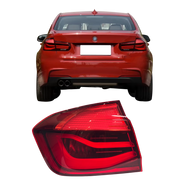 Outer Left Tail Light Assembly for BMW 3 Series F80 (2015-2018) in Red/Clear color LED With Bulb Holder Plastic Housing
