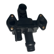 Coolant Flange for JAGUAR XF X250 (2009-2015) in Black color without thermostat, with housing, Plastic