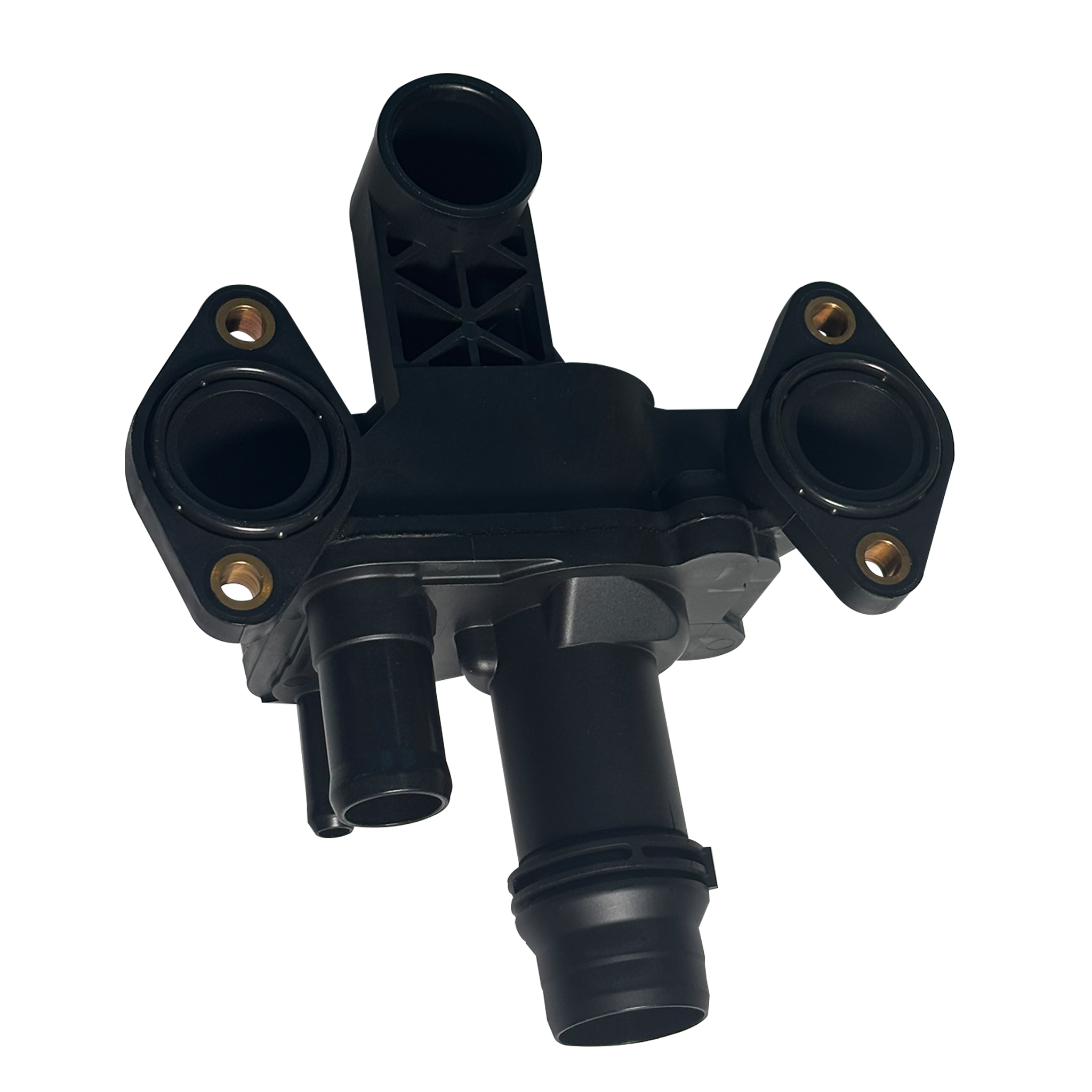 Coolant Flange for LAND ROVER DISCOVERY L462 (2016) in Black color without thermostat, with housing, Plastic