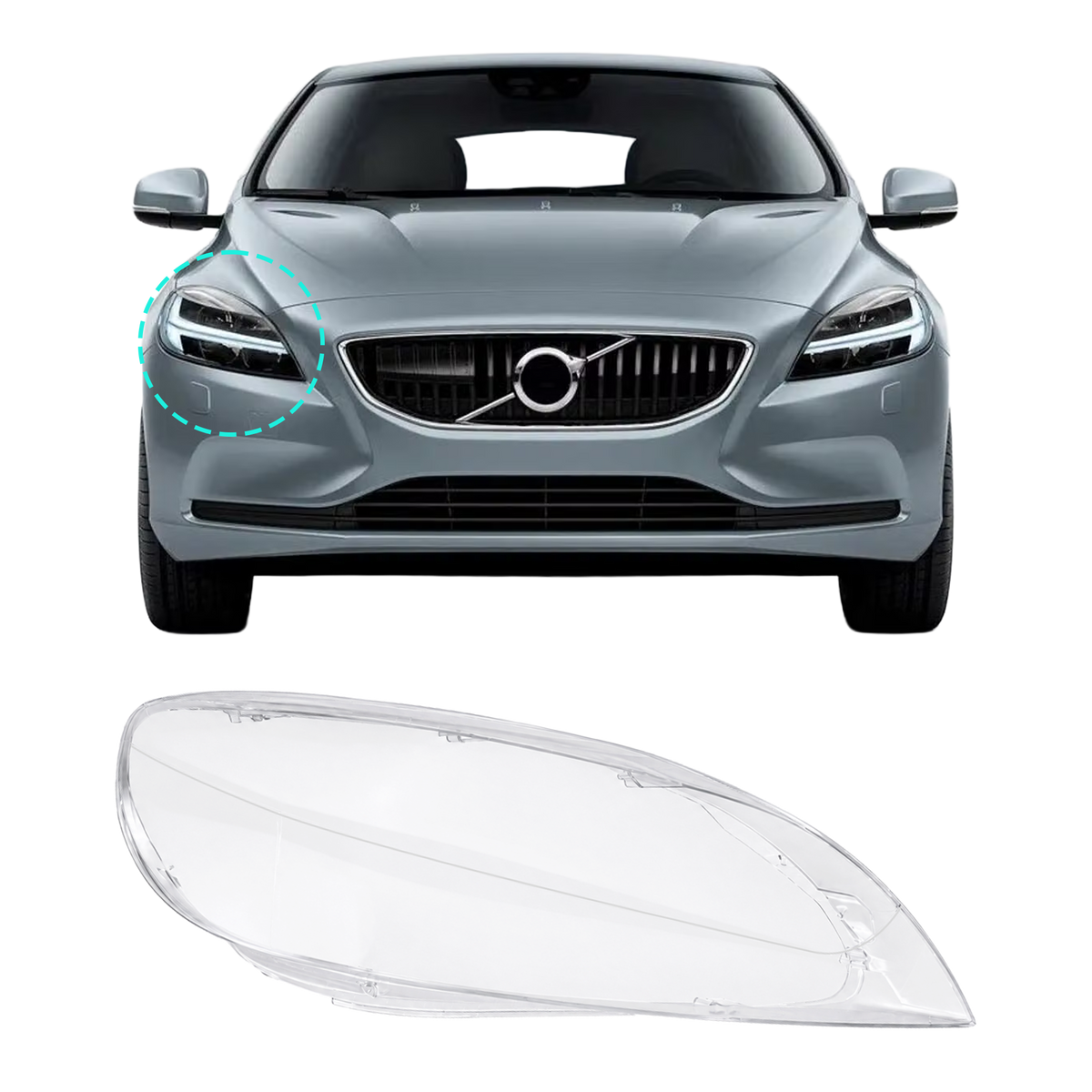 Right (Driver Side) Headlight Lens for VOLVO V40 D2/D3 (2017-2020)