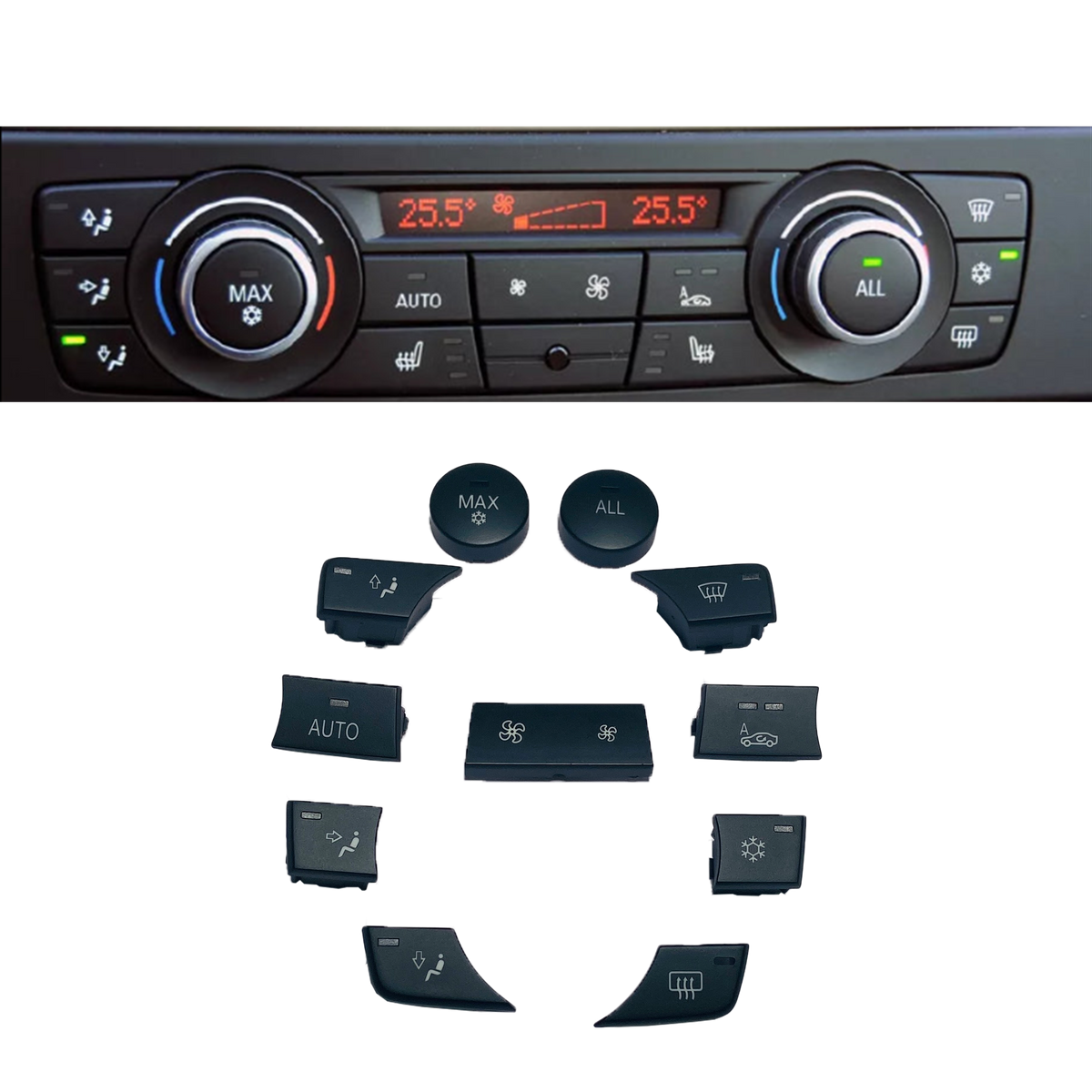Dashboard AC Button Set for BMW X3 F25 (2011-2017) in Black color 11 Piece, PC and ABS material