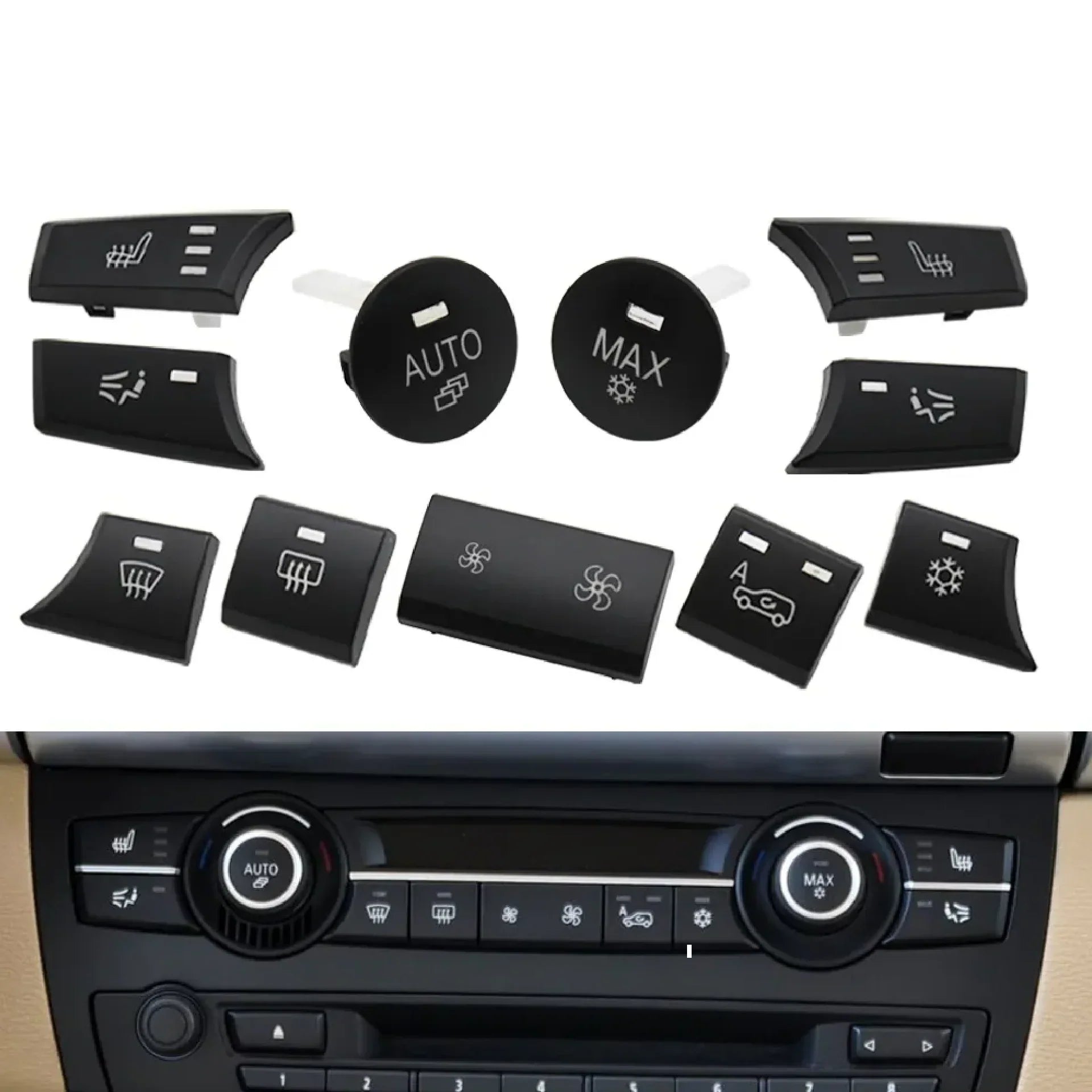 Dashboard AC Button Set for BMW X5 E70 (2008-2013) in Black color PC and ABS material