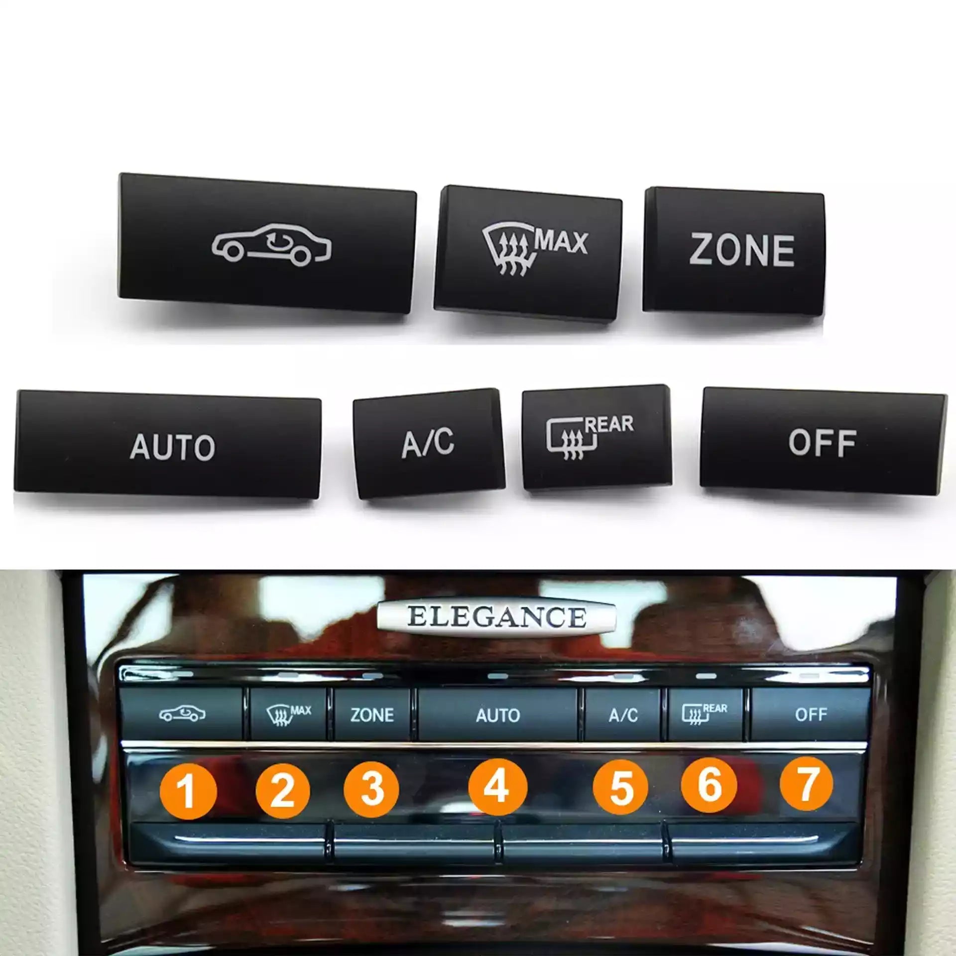 Dashboard AC Buttons Set for MERCEDES-BENZ CLS C218 (2011-2017) in Black color 7 Piece, PC and ABS material