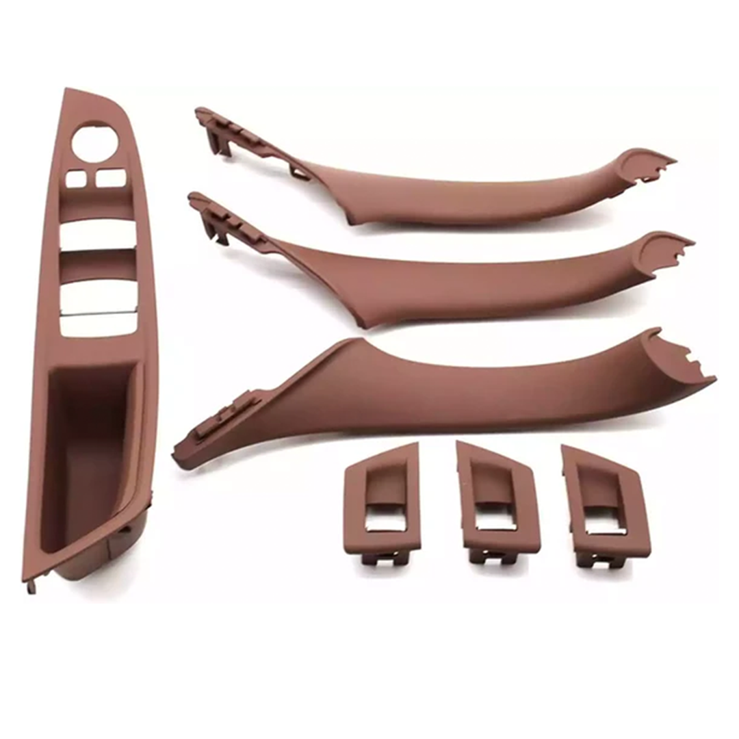 Door Pull Handle And Window Switch Panel Set for BMW 5 Series F11 (2010-2016) in Brown color
