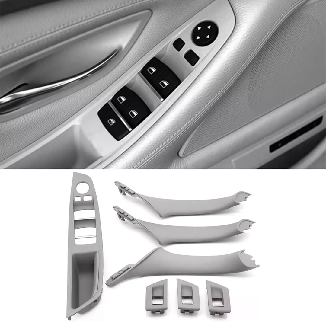 Door Pull Handle And Window Switch Panel Set for BMW 5 Series F11 (2010-2016) in Gray color