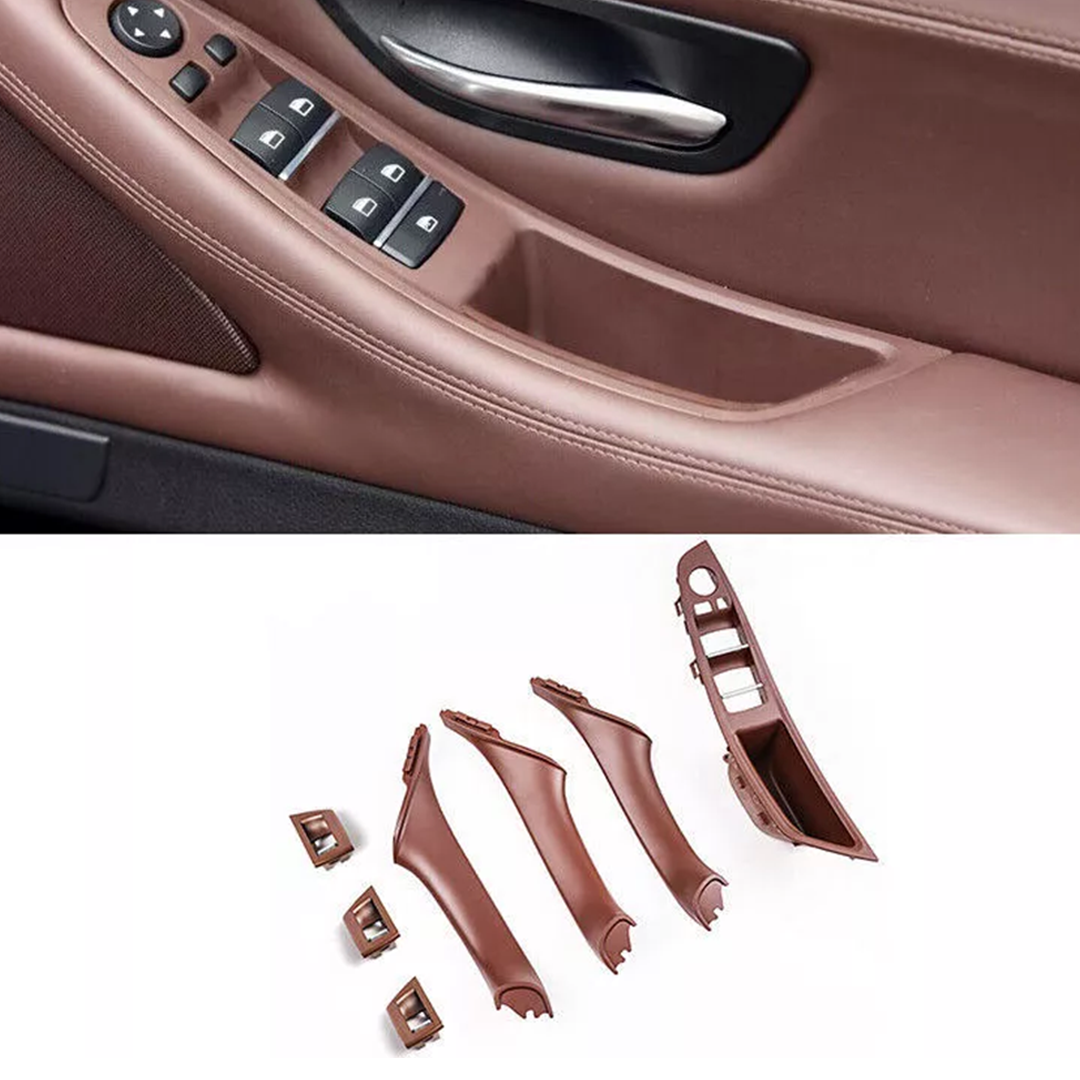 Door Pull Handle And Window Switch Panel Set for BMW 5 Series F11 (2010-2016) in Red Brown color