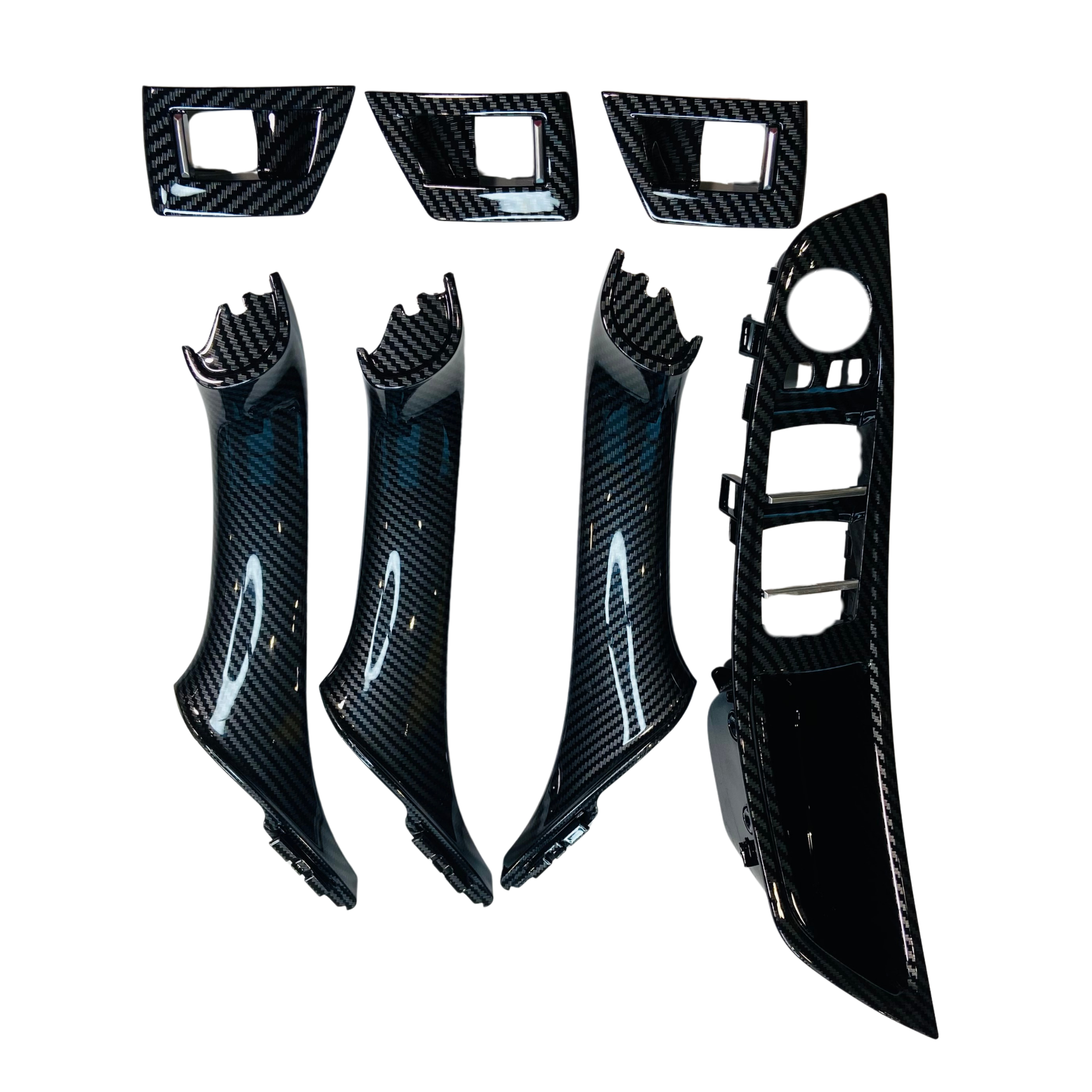 Door Pull Handle And Window Switch Panel Set for BMW 5 Series F18 (2010-2016) in Carbon Fiber color