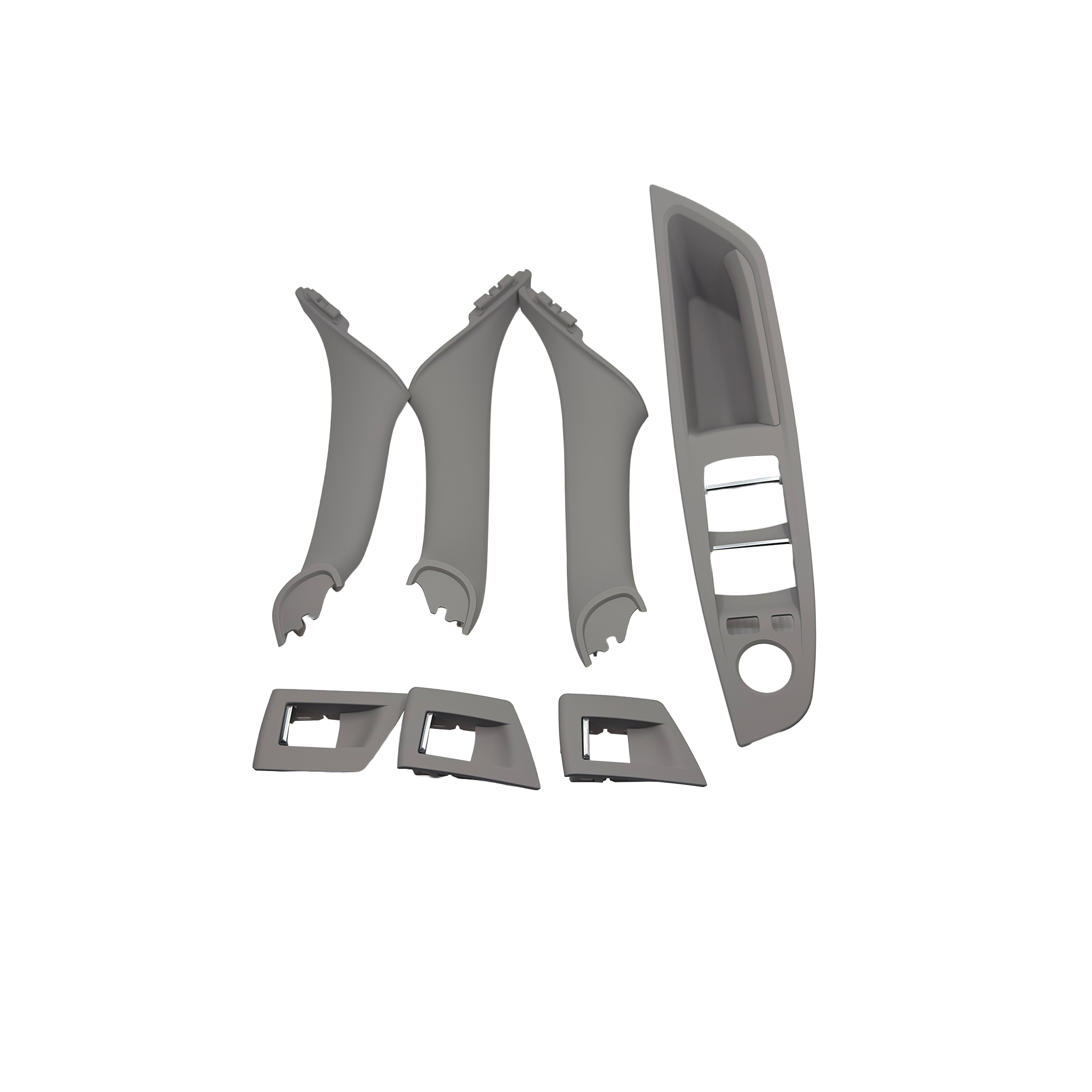 Door Pull Handle And Window Switch Panel Set for BMW 5 Series F18 (2010-2016) in Gray color