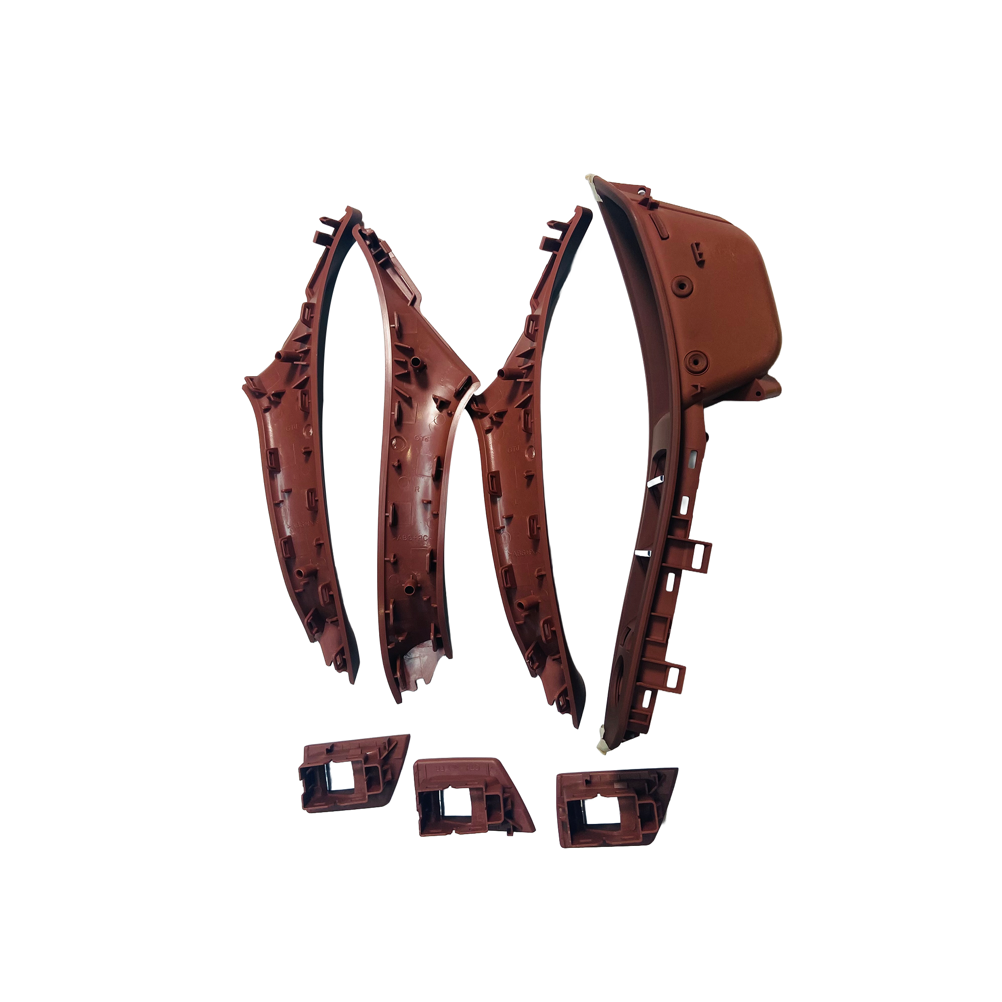 Door Pull Handle And Window Switch Panel Set for BMW 5 Series F18 (2010-2016) in Red Brown color
