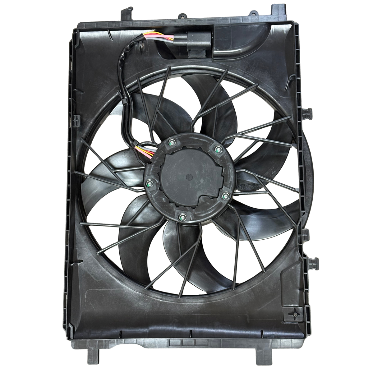 Engine Radiator Cooling Fan Assembly for MERCEDES-BENZ E-CLASS W212 (2009-2016) with 4-pin connector, control unit, and shroud