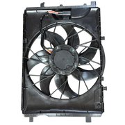 Engine Radiator Cooling Fan Assembly for MERCEDES-BENZ GLA-CLASS X156 (2014-2019) with 4-pin connector, control unit, and shroud