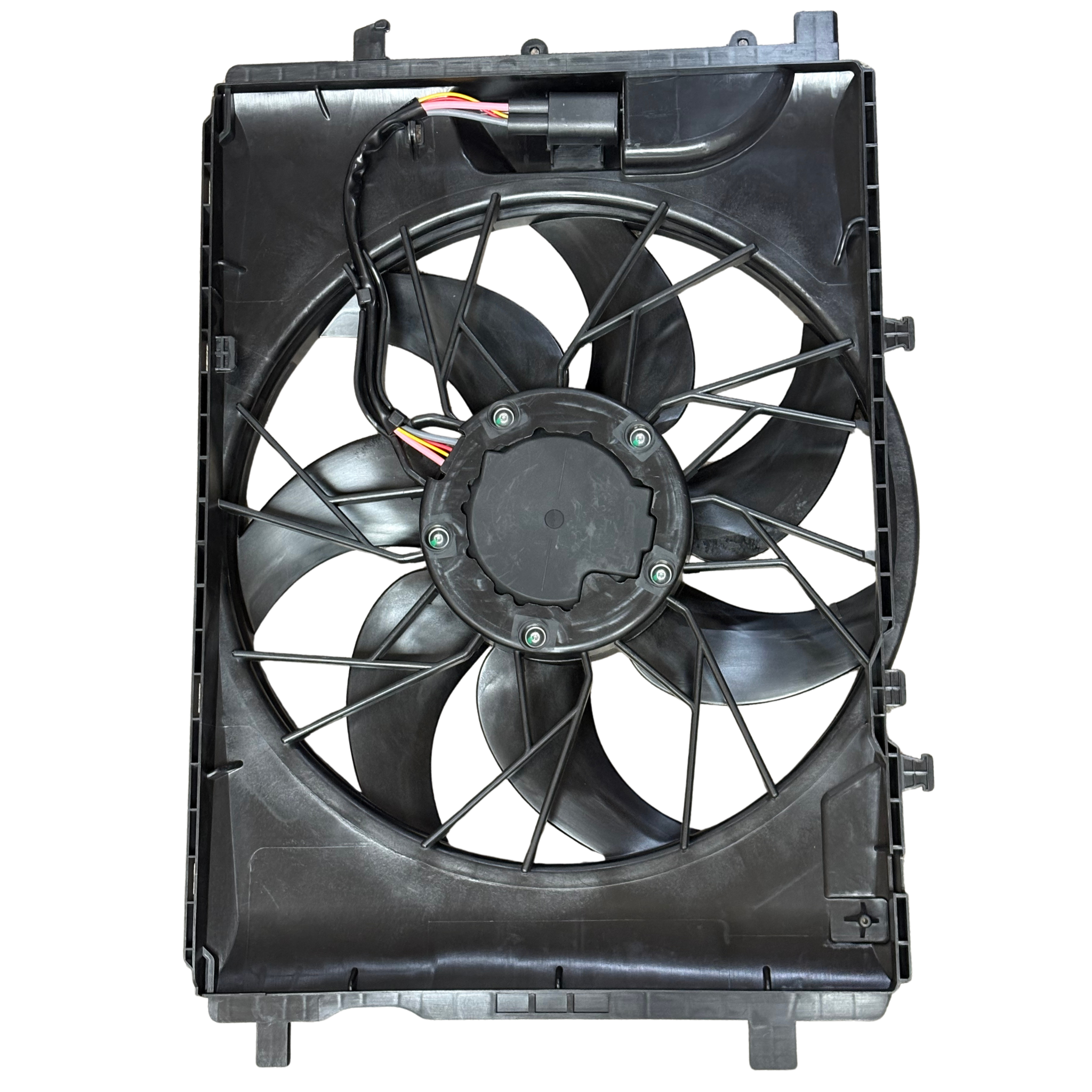 Engine Radiator Cooling Fan Assembly for MERCEDES-BENZ SLK R172 (2011-2015) with 4-pin connector, control unit, and shroud
