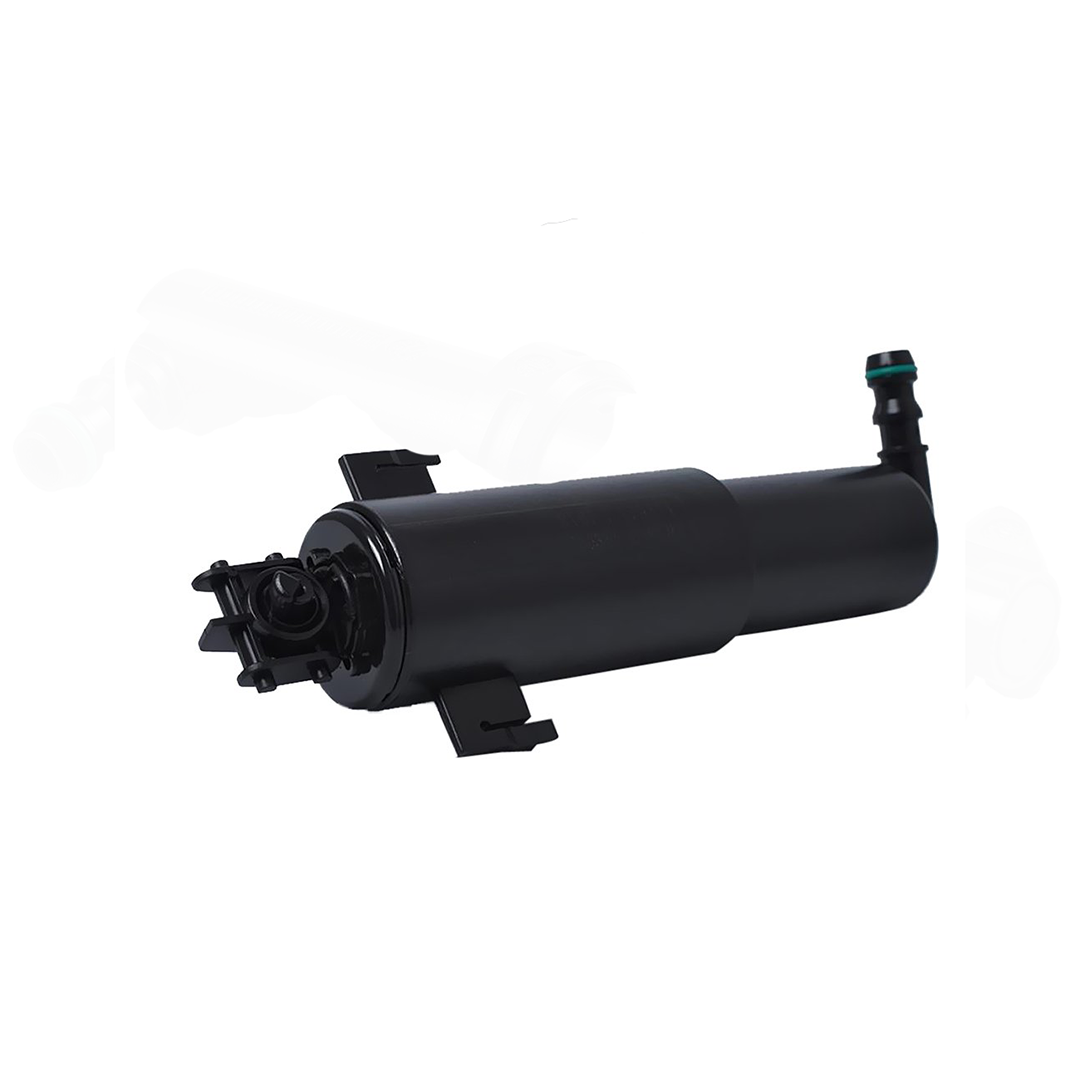 Front Left Headlight Washer Nozzle for BMW 3 Series E91 (2005-2012) in Black color ABS, One-hole Nozzle, with lift cylinder