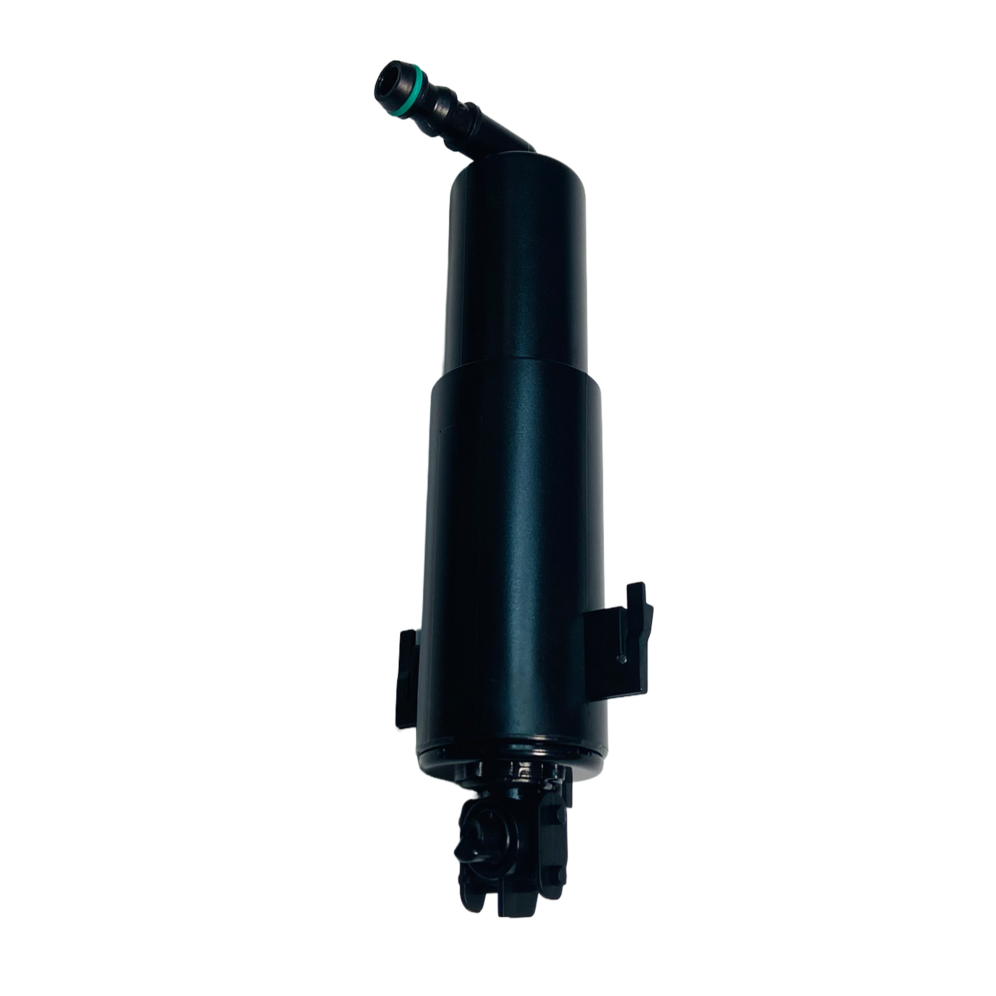 Front Left Headlight Washer Nozzle for BMW 3 Series E91 (2005-2012) in Black color ABS, One-hole Nozzle, with lift cylinder