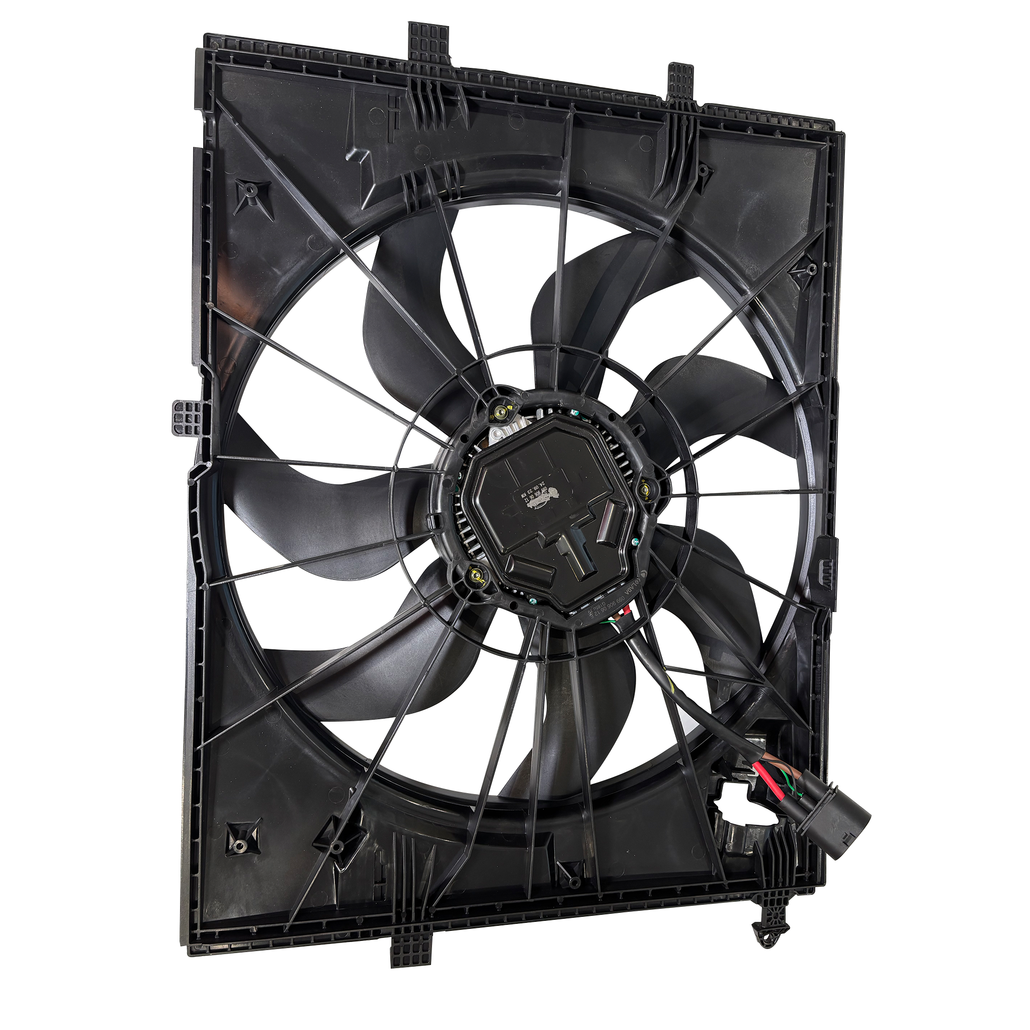 Front Radiator Cooling Fan for MERCEDES-BENZ S-CLASS W222 (2013-2020) in Black color with 4 pins and shroud