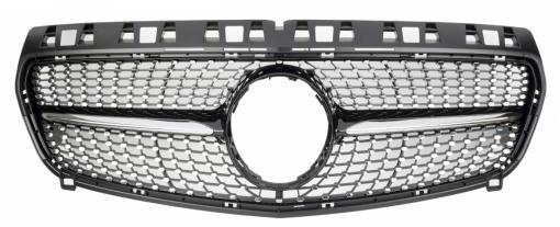 Front Radiator Grille for MERCEDES-BENZ A-CLASS W176 (2013-2015) Diamond Style in Gloss Black