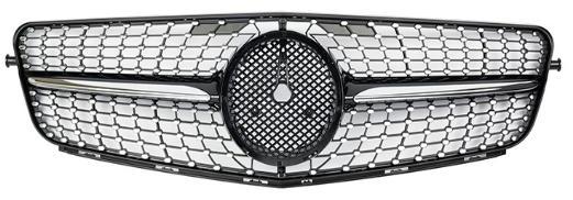 Front Radiator Grille for MERCEDES-BENZ C-CLASS W204 (2007-2014) Diamond Style in Gloss Black