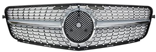 Front Radiator Grille for MERCEDES-BENZ C-CLASS W204 (2007-2014) Diamond Style in Silver