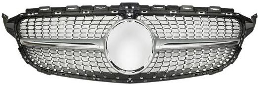 Front Radiator Grille for MERCEDES-BENZ C-CLASS W205 (2015-2018) Diamond Style in Silver