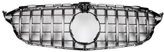 Front Radiator Grille for MERCEDES-BENZ C-CLASS W205 (2015-2018) GTR Panamericana Style in Silver