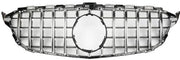 Front Radiator Grille for MERCEDES-BENZ C-CLASS W205 (2015-2018) GTR Panamericana Style in Silver