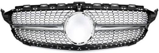 Front Radiator Grille for MERCEDES-BENZ C-CLASS W205 (2019-2023) Diamond Style in Silver