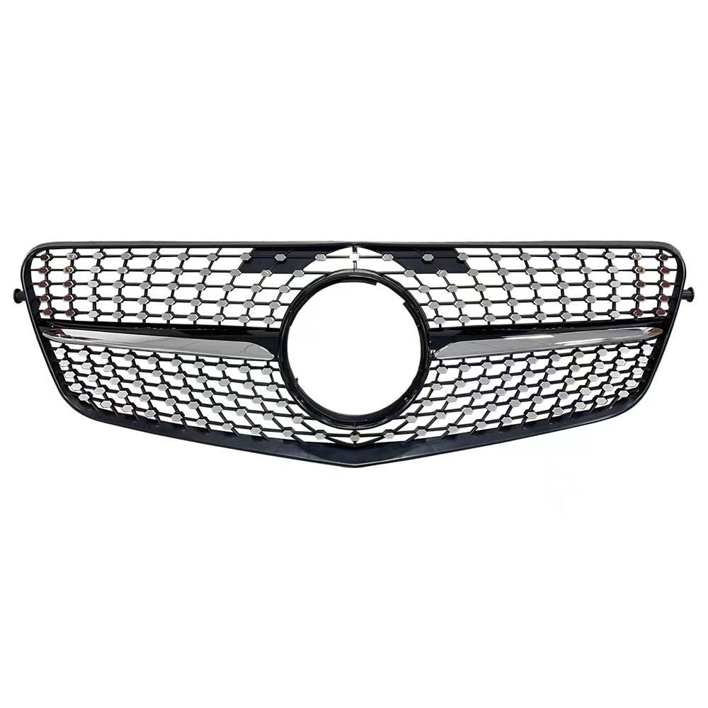 Front Radiator Grille for MERCEDES-BENZ E-CLASS W212 (2009-2013) Diamond Style in Gloss Black